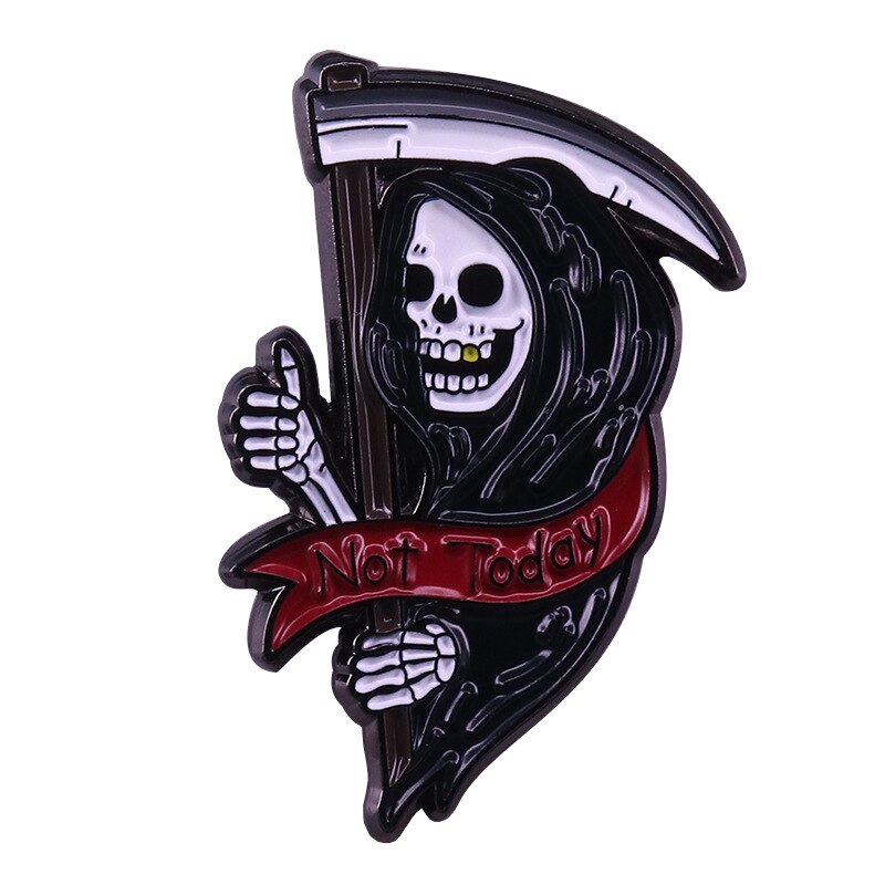 "Not Today"-Grim Reaper Brooch Dead Gothic Badge Creative Halloween Decoration Accessories