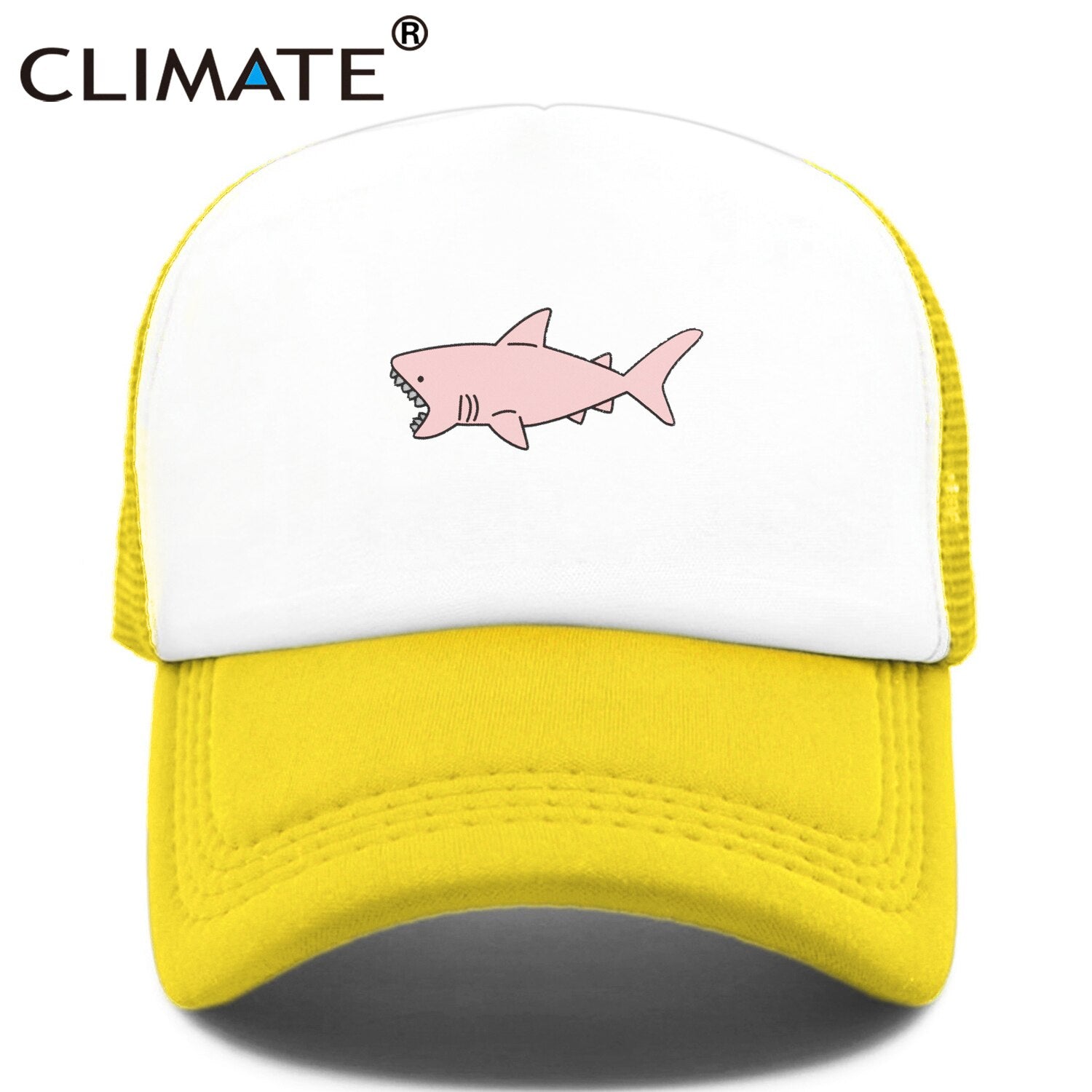 CLIMATE Pink Shark Trucker Cap Hat Pink Shark Beach Cap Shark Protection Hip Hop Cool Summer Mesh Cap Hat for Men Women