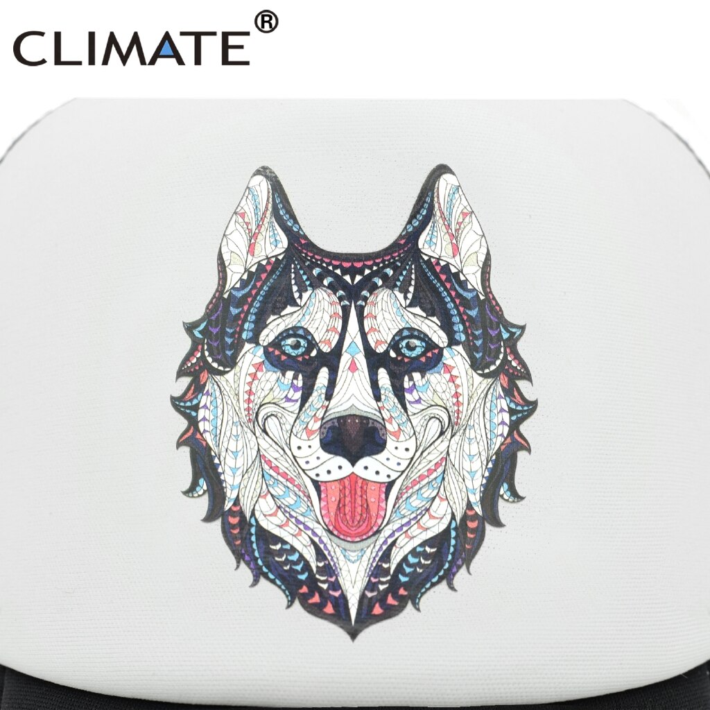 CLIMATE Wolf Husky Dog Cap Alaskan Dog Wolf Trucker Cap Hat Animal Huskie Trucker Caps Mesh Cap Hat for Men