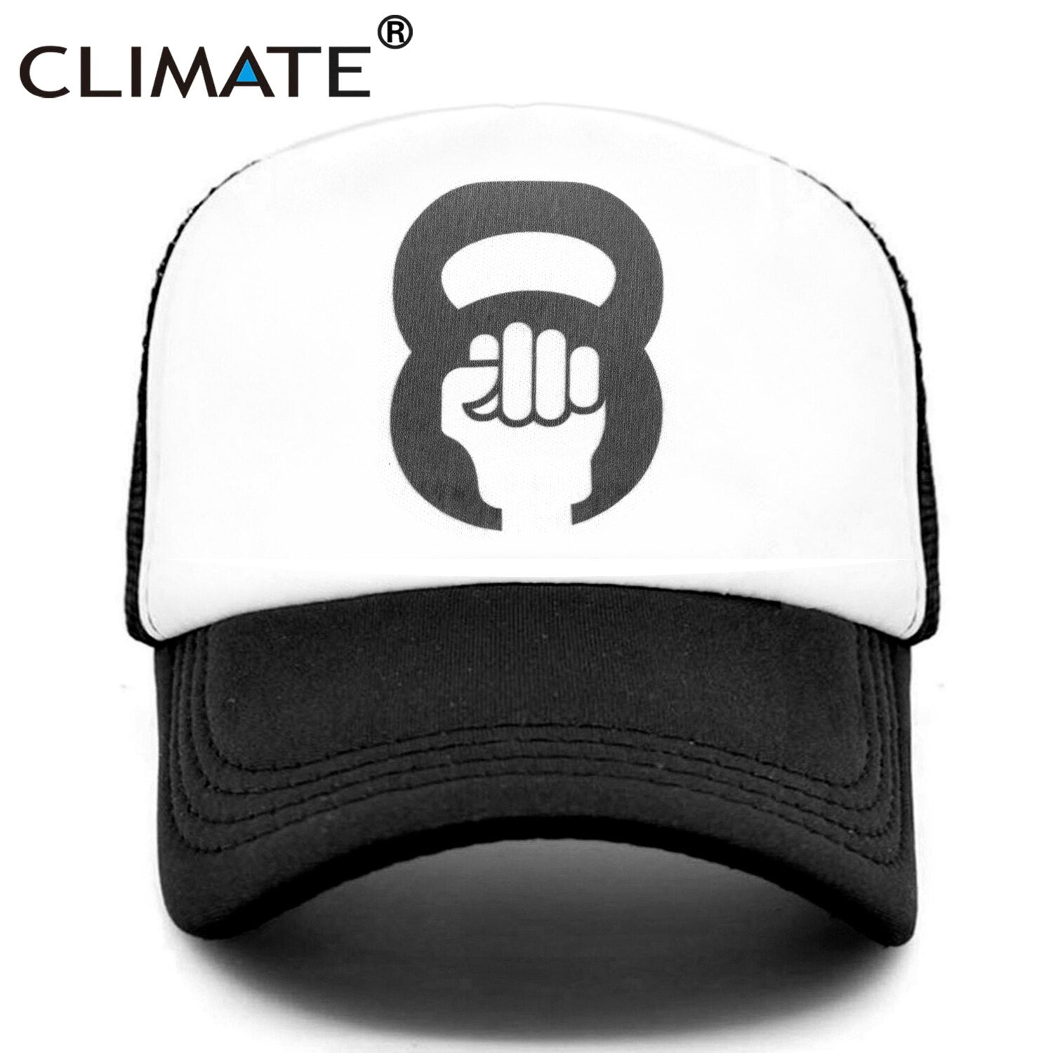 CLIMATE Dumbbell kettle-bell Cap Men Trucker Cap GYM Fitness Barbell Fans Mesh Cap Hat Body Building Muscle Sports Caps for Men