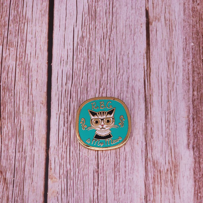 Ruth Ginsberg Inspired RBG Cat Brooch Women's Power Equality Badge Creative Feminism Pin