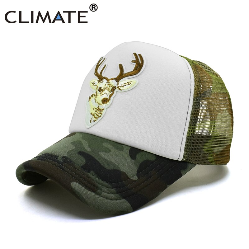 CLIMATE Hunt Hunting Cap Deer Elk Deer Trucker Cap Men Caribou Camouflage Hat Baseball Cap Summer Mesh Cap for Hunt Hunting