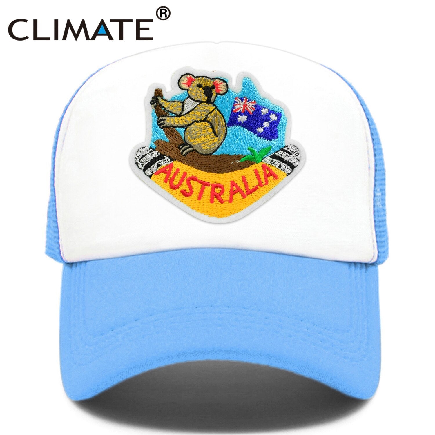 CLIMATE Australia Koala Trucker Cap Australian Boomerang Koala Coala Bear Trip Tours Cap Hat Cool Trucker Caps Mesh Cap Hat