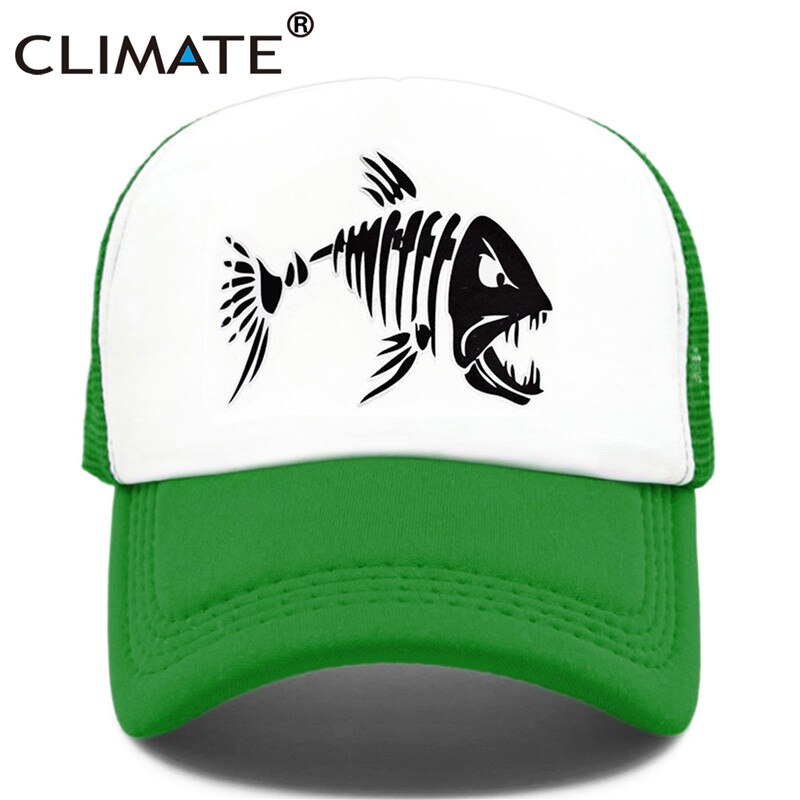 CLIMATE Fishbone Trucker Cap Men Fishing Skeleton Fish Bone Cap HipHop Baseball