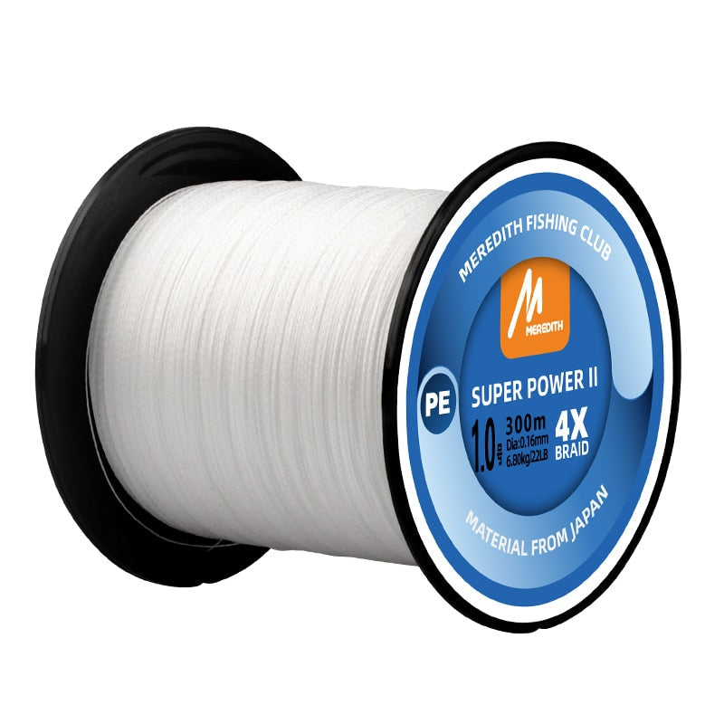 MEREDITH SUPER POWER II Multicolour 100M 300M 500M 4 Strands Braided PE Fishing Line Multifilament Smooth Fishing Line 15-80LB