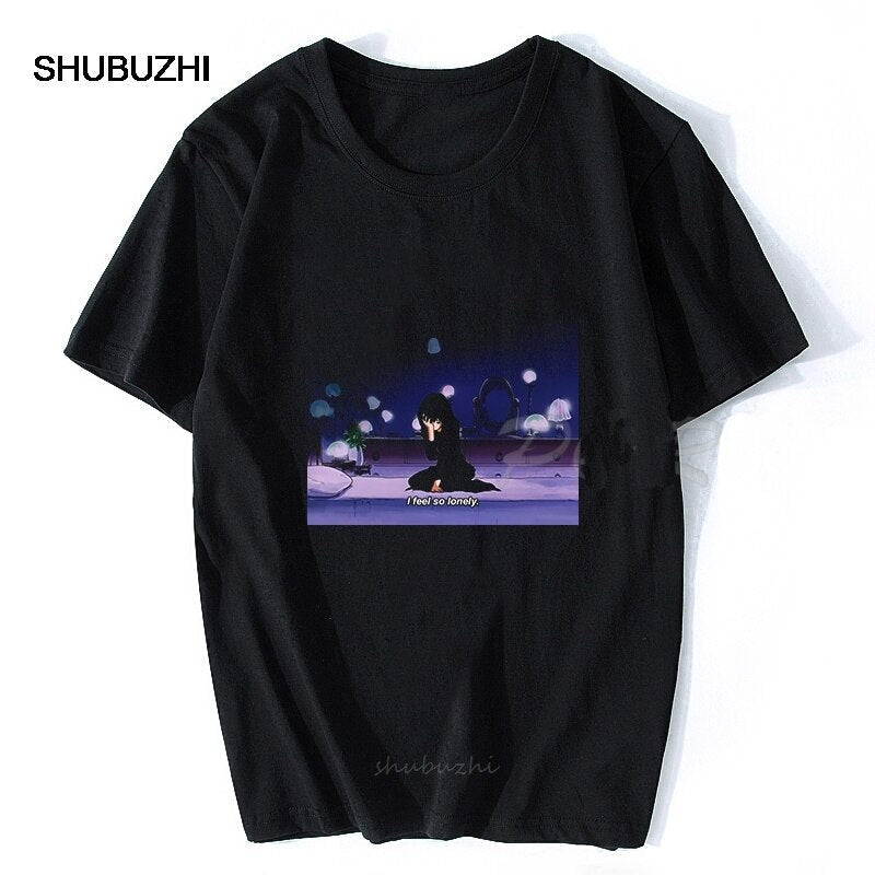 Sad Retro Anime Crying Eyes Vaporwave T-Shirt Summer Style Aesthetic Anime Japan Retro 90s Vaporwave Vintage T Shirt Streetwear