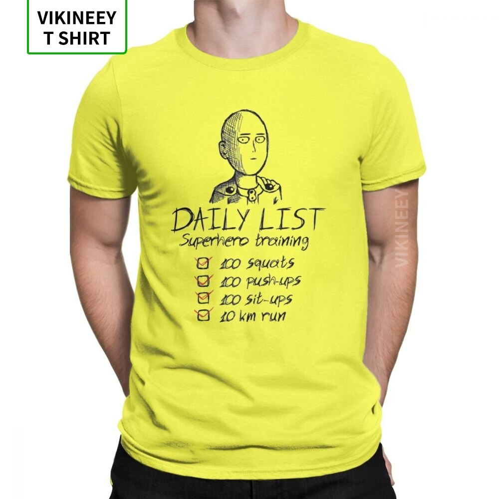 One Punch Man Daily List T-Shirts Men Saitama OPM Oppai Anime Manga Cotton Fabric Tees Short Sleeve T Shirt Printed Clothes