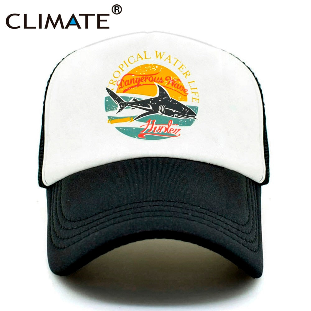 CLIMATE Shark Seaside Trucker Caps Hat Shark Hunt Surfing Men Caps Hip Hop Cool