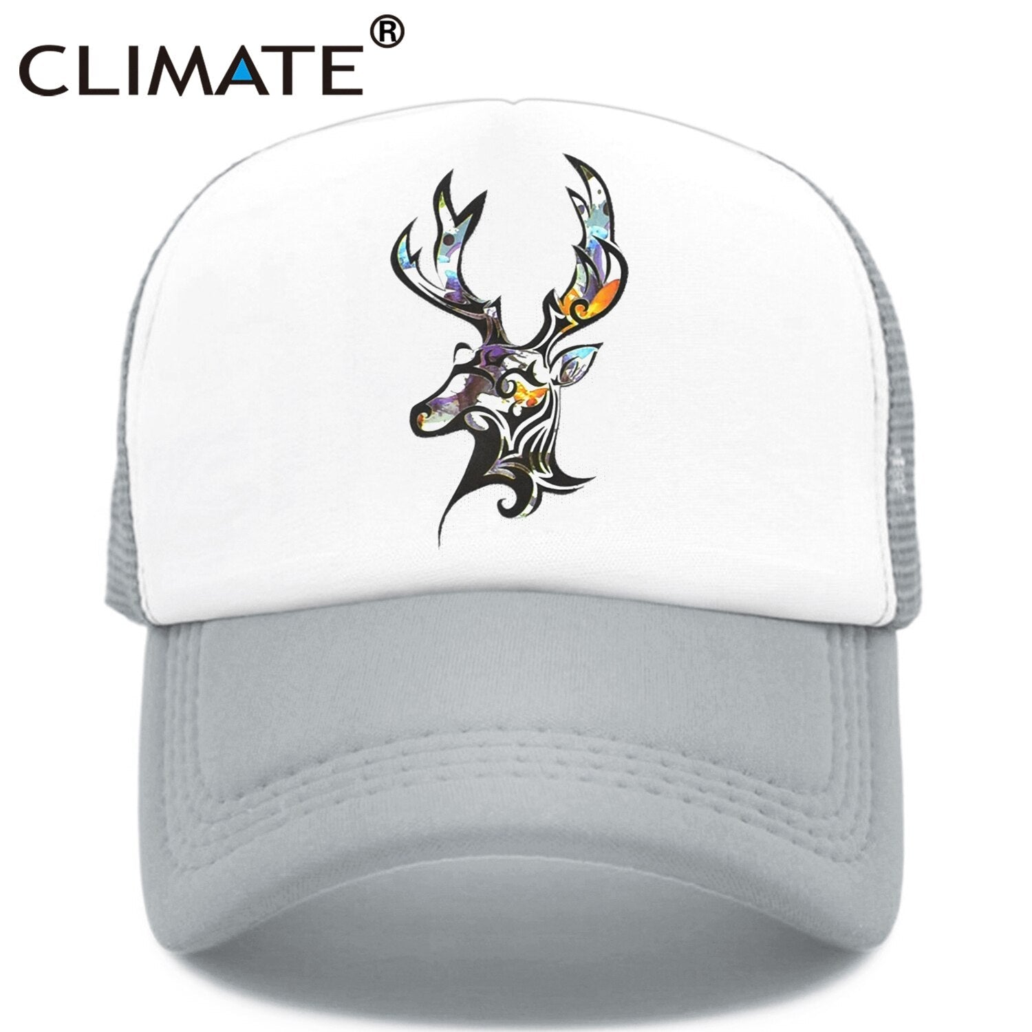 CLIMATE Deer Trucker Cap Men Deer Elk Cool Caps Elk Caribou Hunting Hunt Hip Hop Hat Baseball Cap Summer Cool Mesh Cap Men