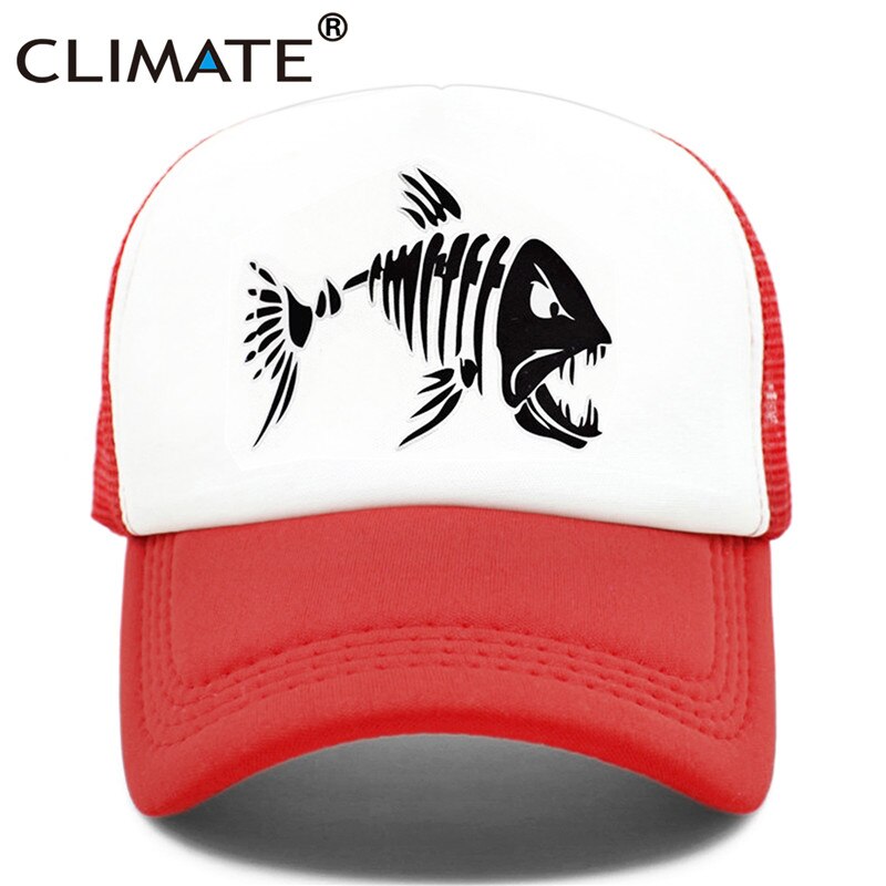 CLIMATE Fishbone Trucker Cap Men Fishing Skeleton Fish Bone Cap HipHop Baseball