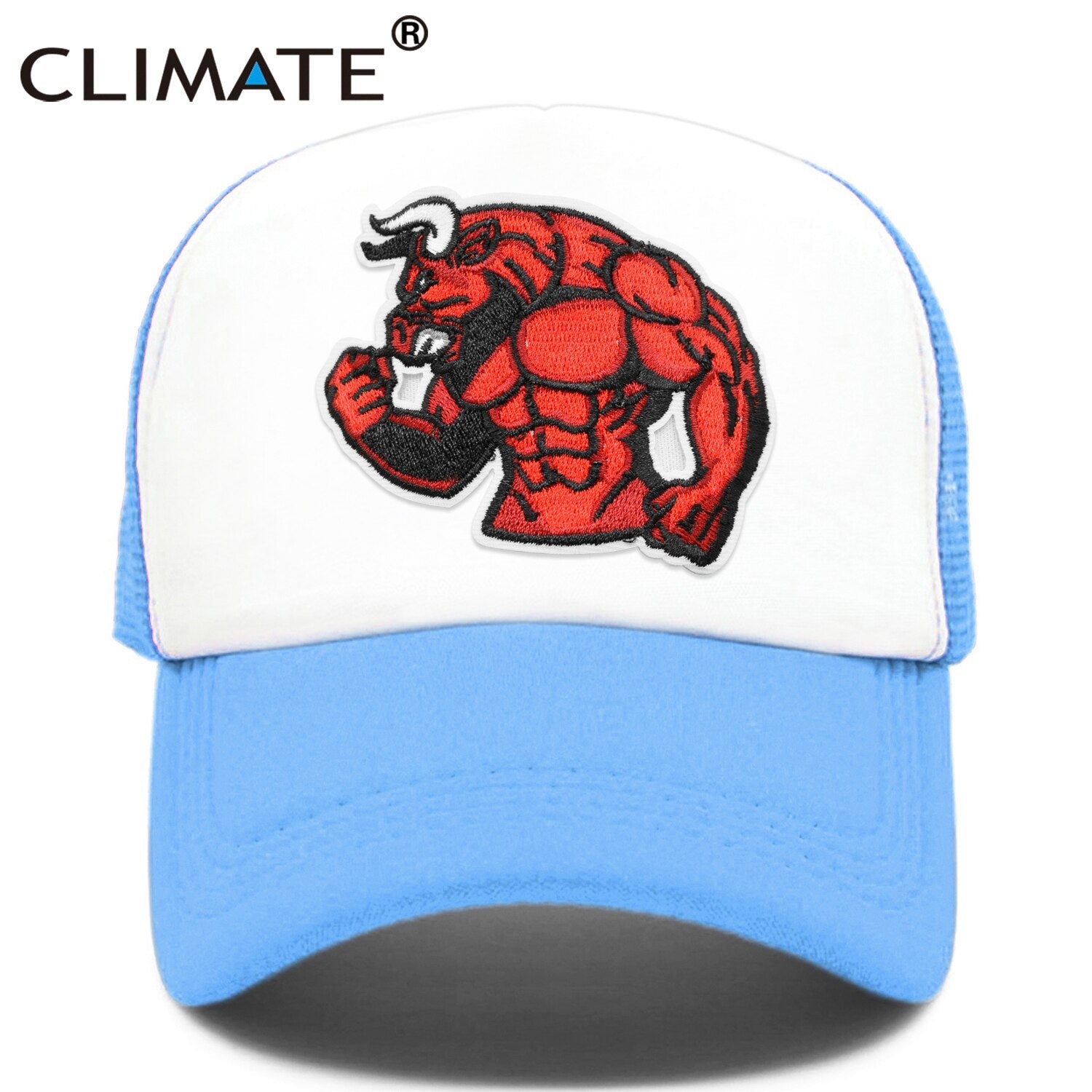 CLIMATE Robust Bull Ox Cap Cool Sturdy Man Men Muscular Animal Cap Fitness Sport Muscle Man GYM Fans Mesh Cap Body Building Cap