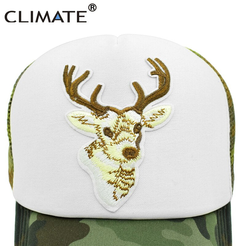 CLIMATE Hunt Hunting Cap Deer Elk Deer Trucker Cap Men Caribou Camouflage Hat Baseball Cap Summer Mesh Cap for Hunt Hunting