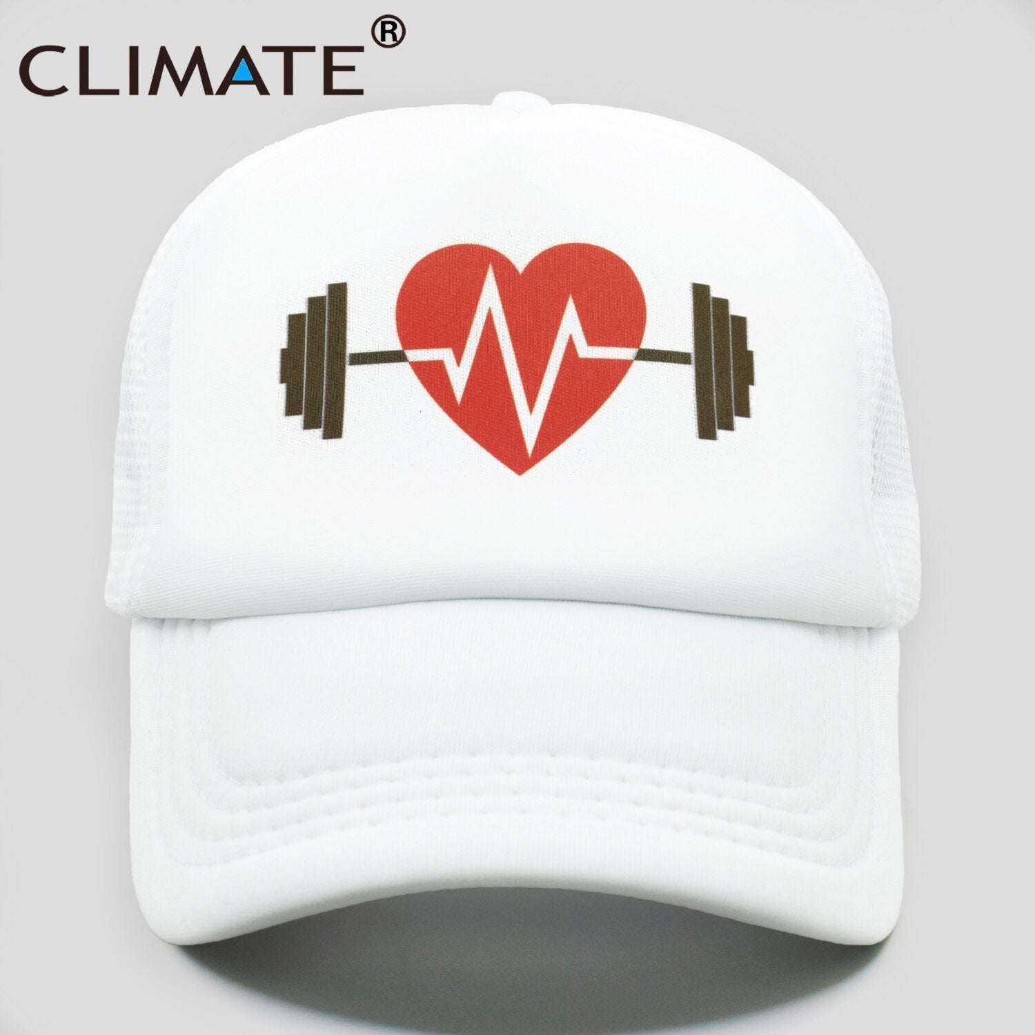 CLIMATE GYM Fitness Sport Cap Trucker Caps Men Dumbbell Barbell Fans Mesh Cap Hat Body Building Muscle Sports Caps Hat for Men