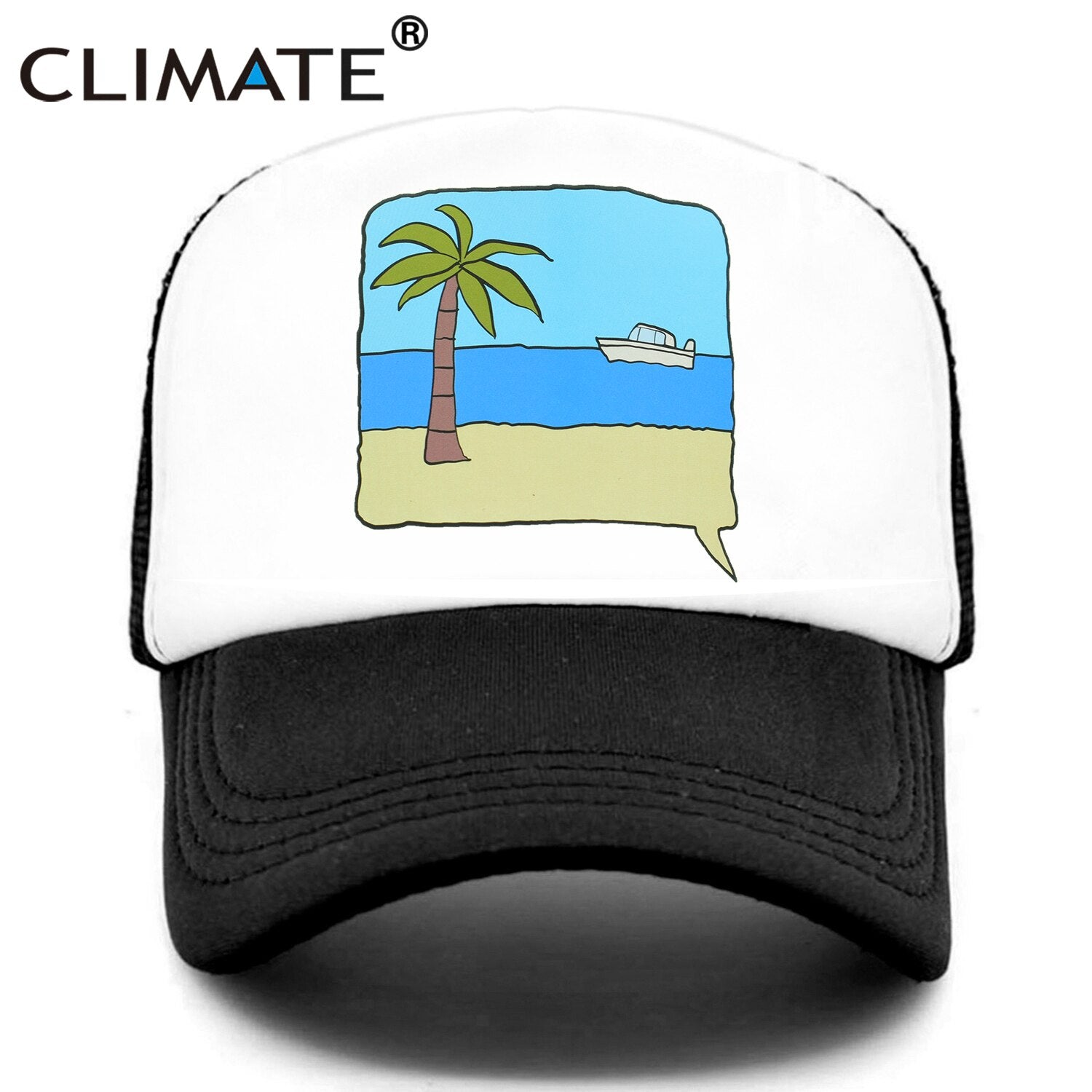 CLIMATE Seaside Trucker Cap Hat Surfing Vacation Caps Sandbeach Coconut Holiday