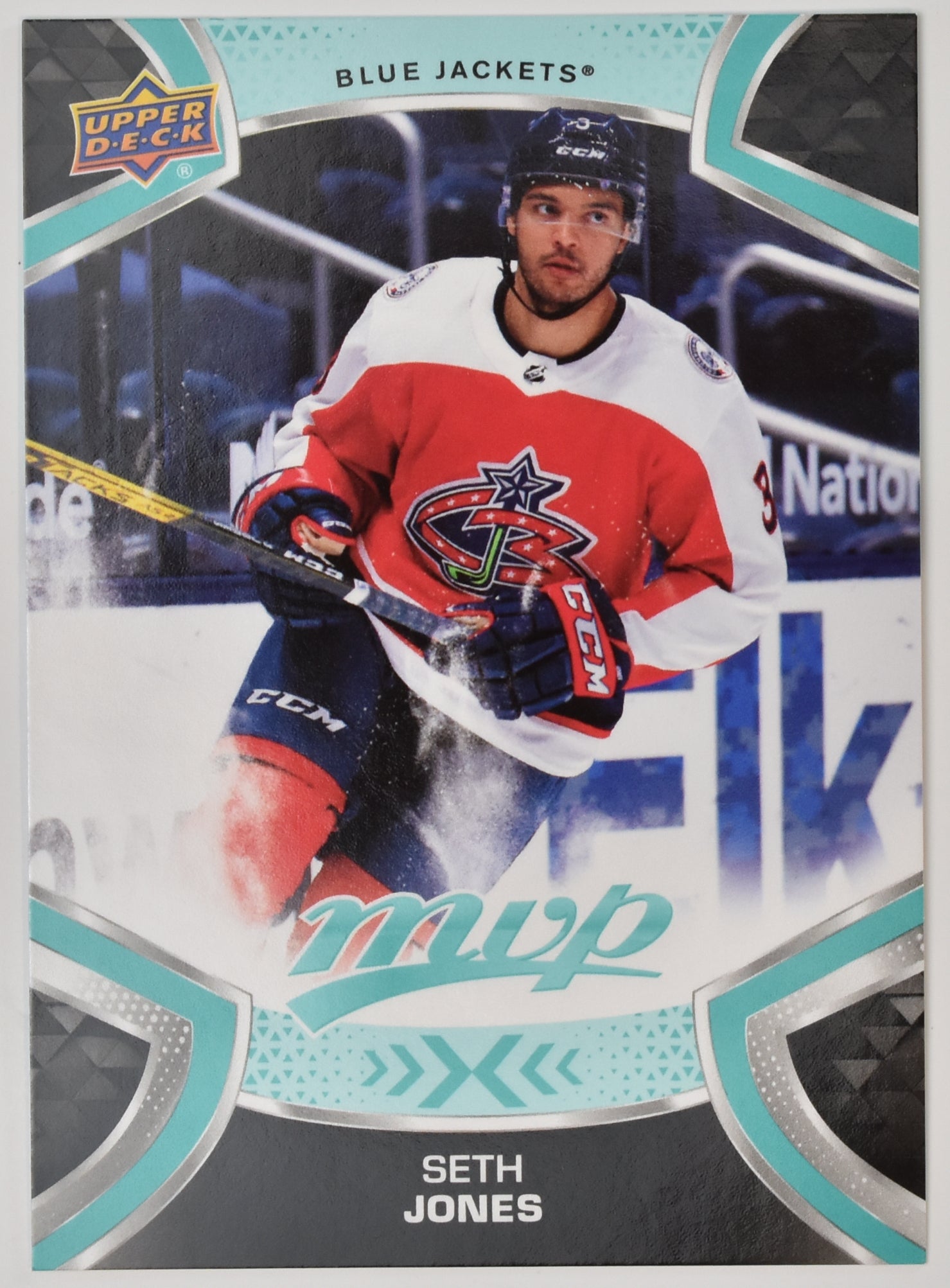 Seth Jones 3 Blue Jackets MVP NHL Hockey Card Upper Deck 2021-2022 Mint