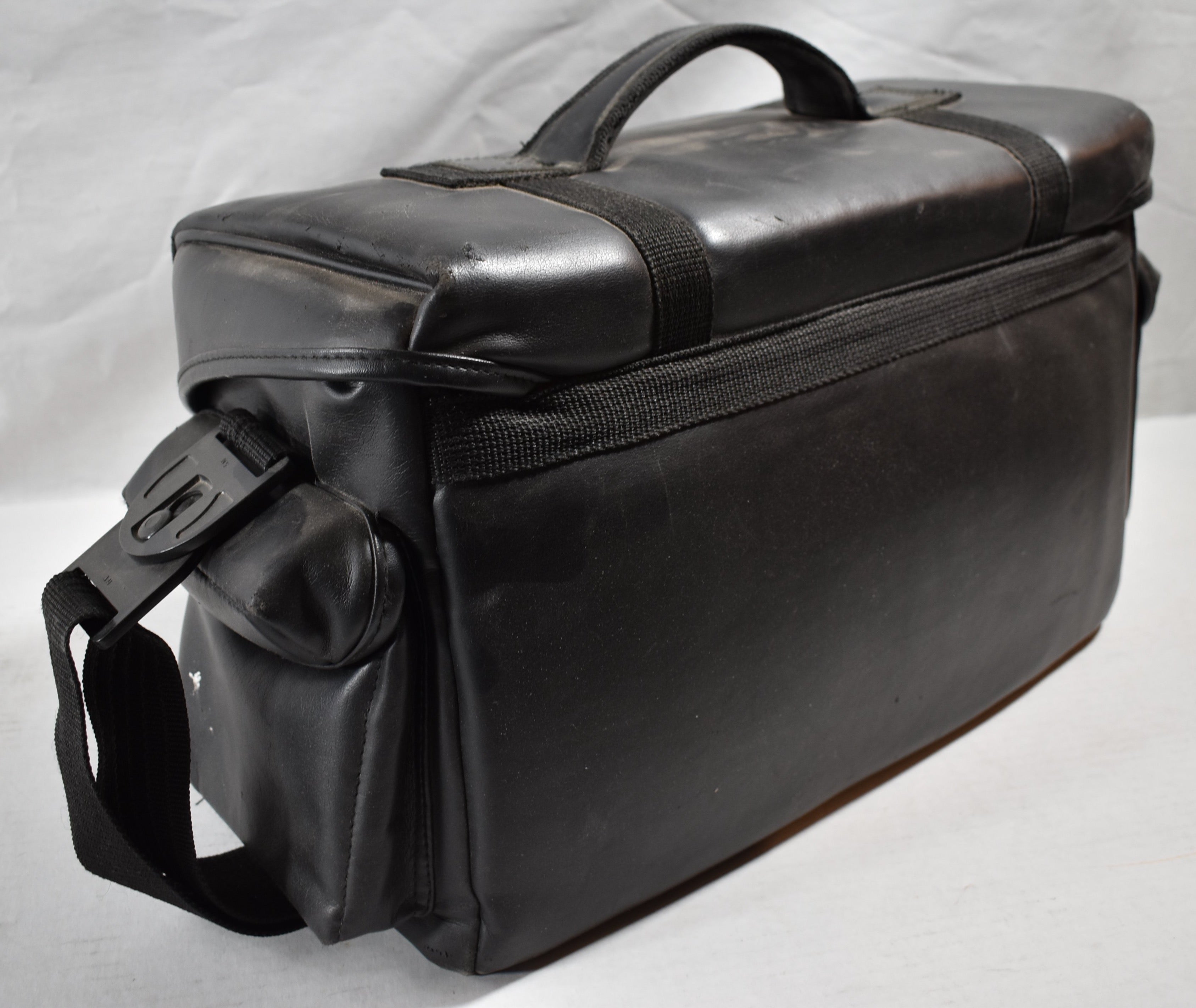 Ambico Camera Bag Black Leather Used With Straps