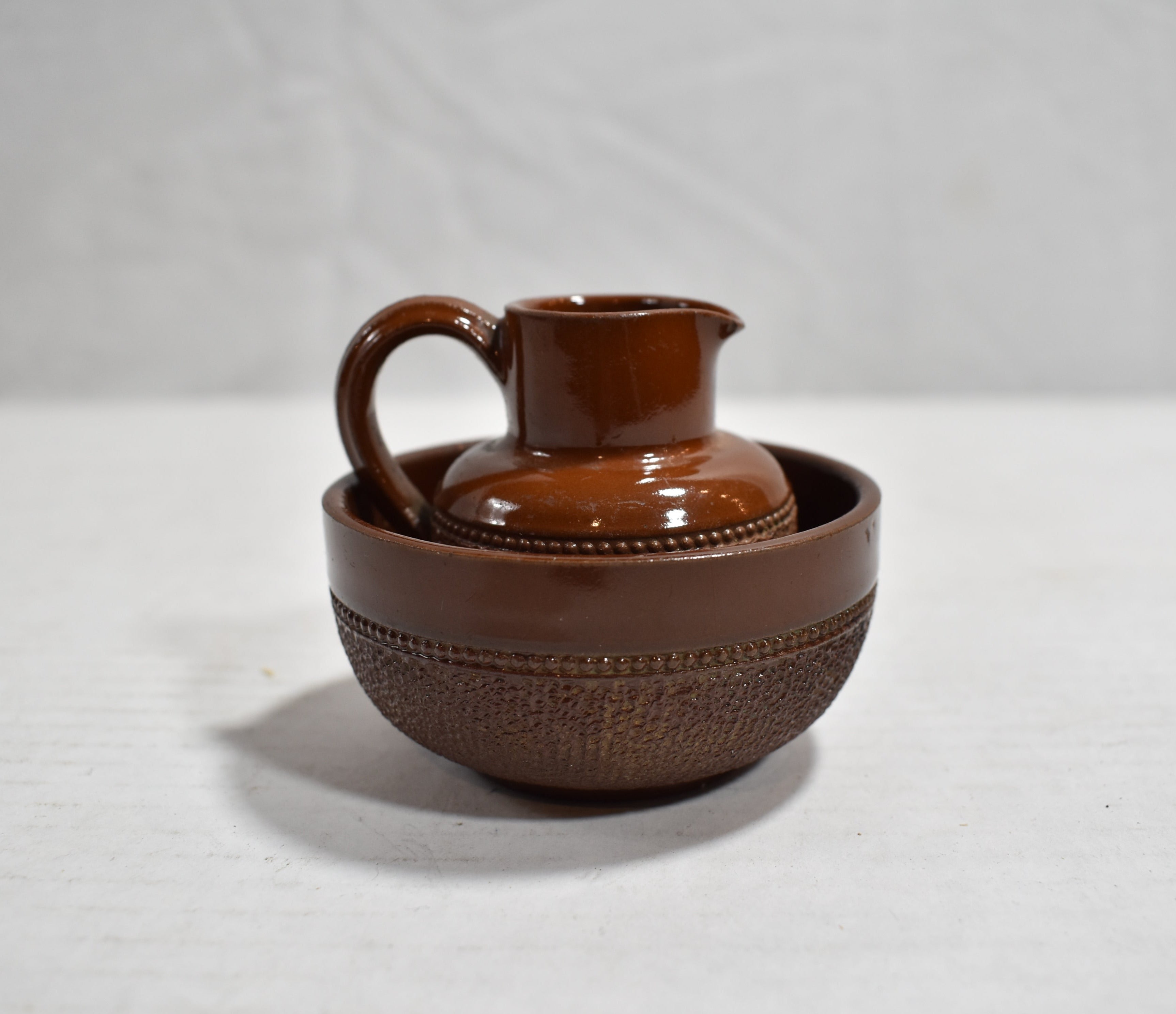 Brown Bowl and Pour Pot Mini England II Vintage Used