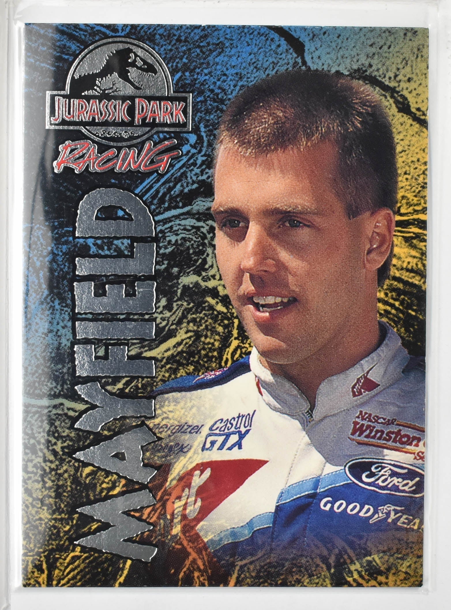 Jeremy Mayfield 14 Wheels Racing 1997 Jurassic Park Racing Card