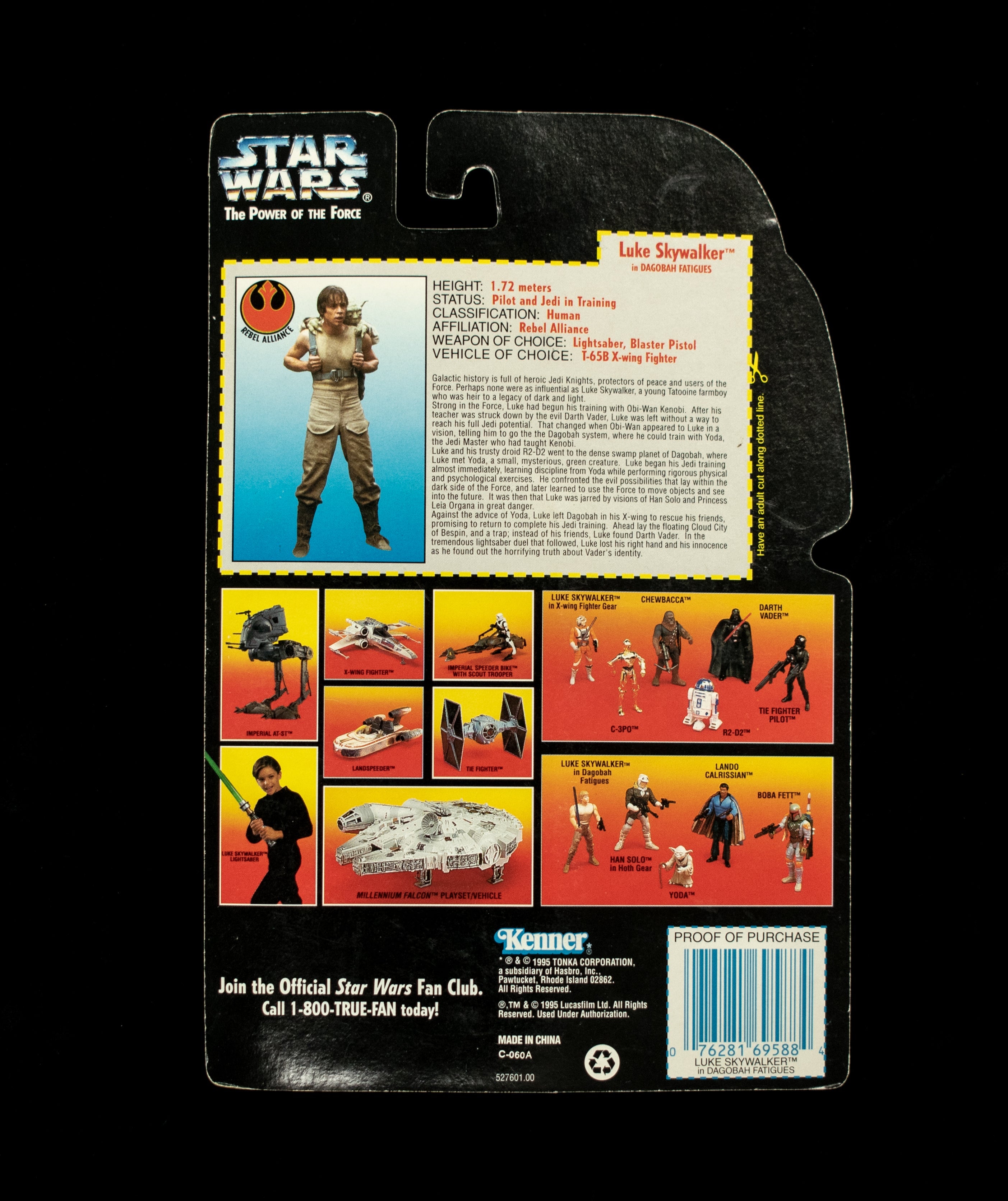 Star Wars Power Of the Force Orange Card Luke Skywalker Dagobah Fatigues Short Saber