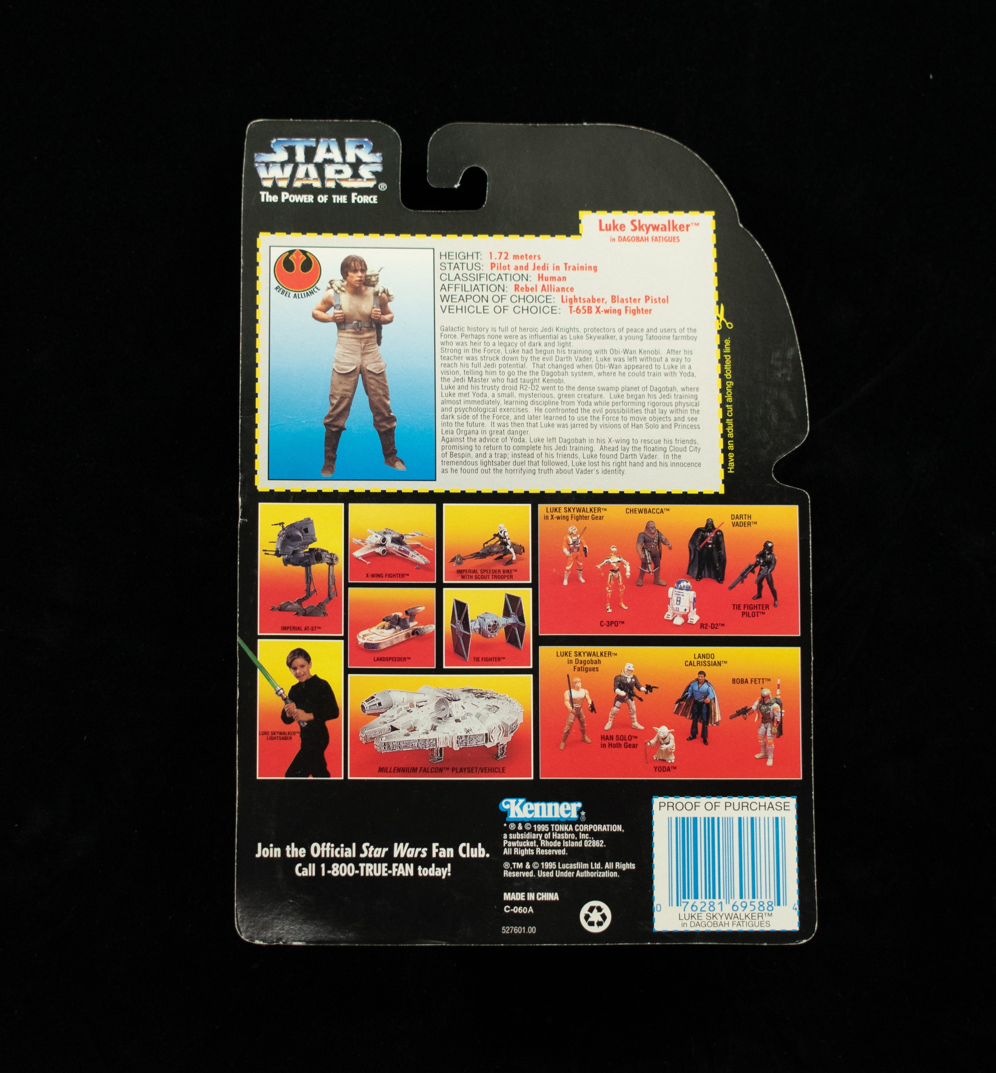 Star Wars Power Of the Force Orange Card Luke Skywalker Dagobah Fatigues 1995 Long