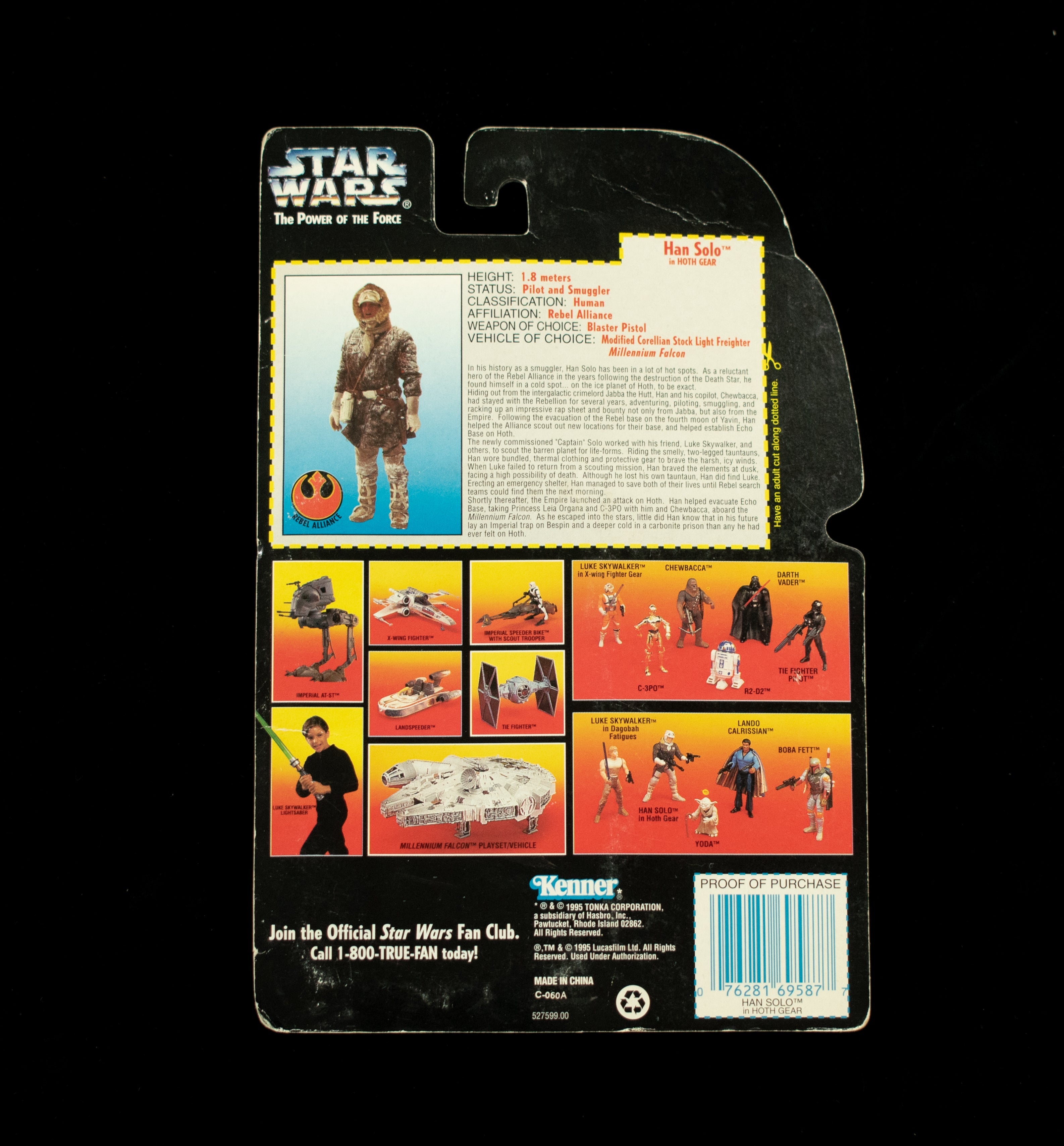 Star Wars Power Of the Force Orange Card Han Solo Hoth Gear Sticker 1995