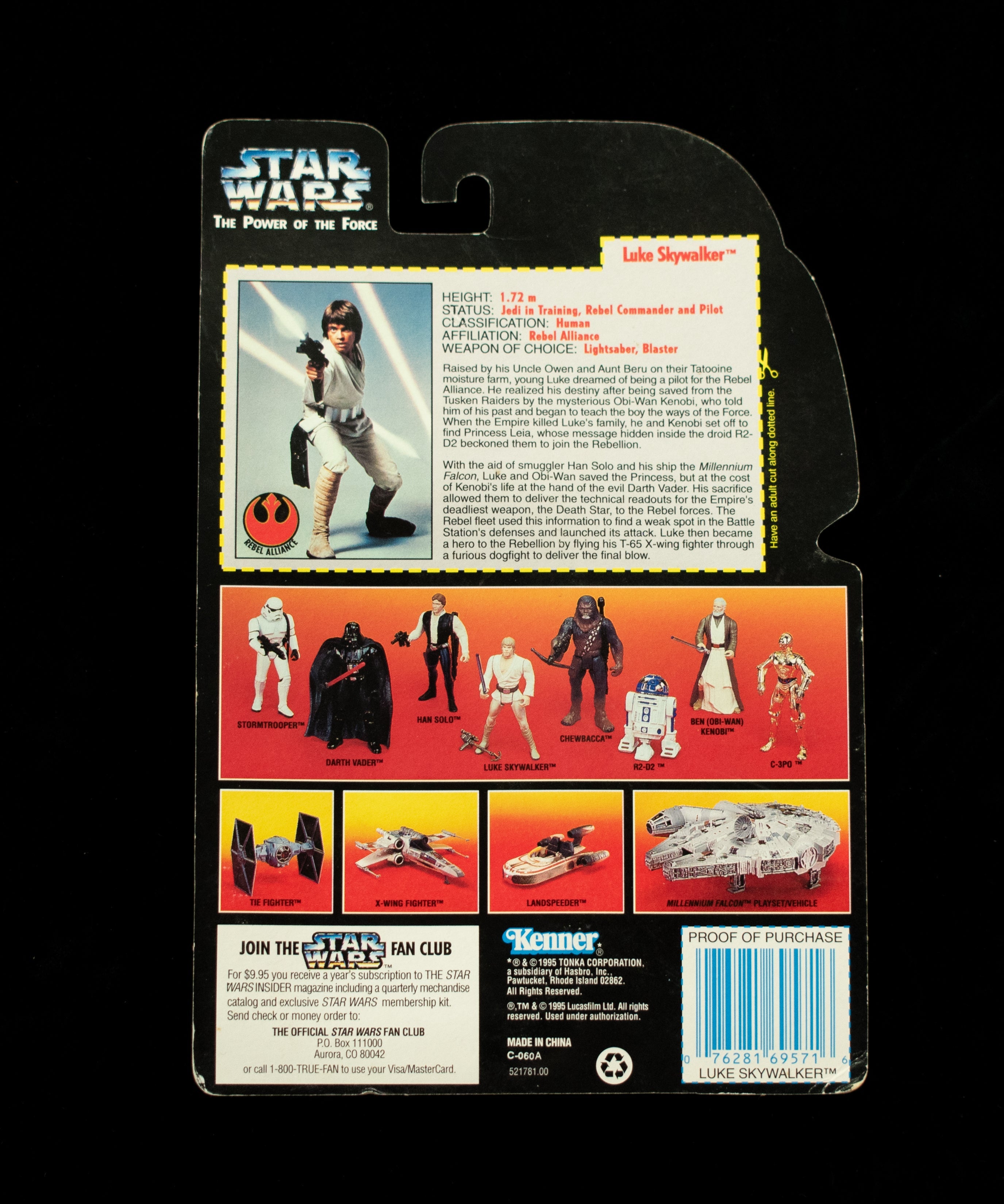 Star Wars Power Of the Force Orange Card Luke Skywalker LONG SWORD