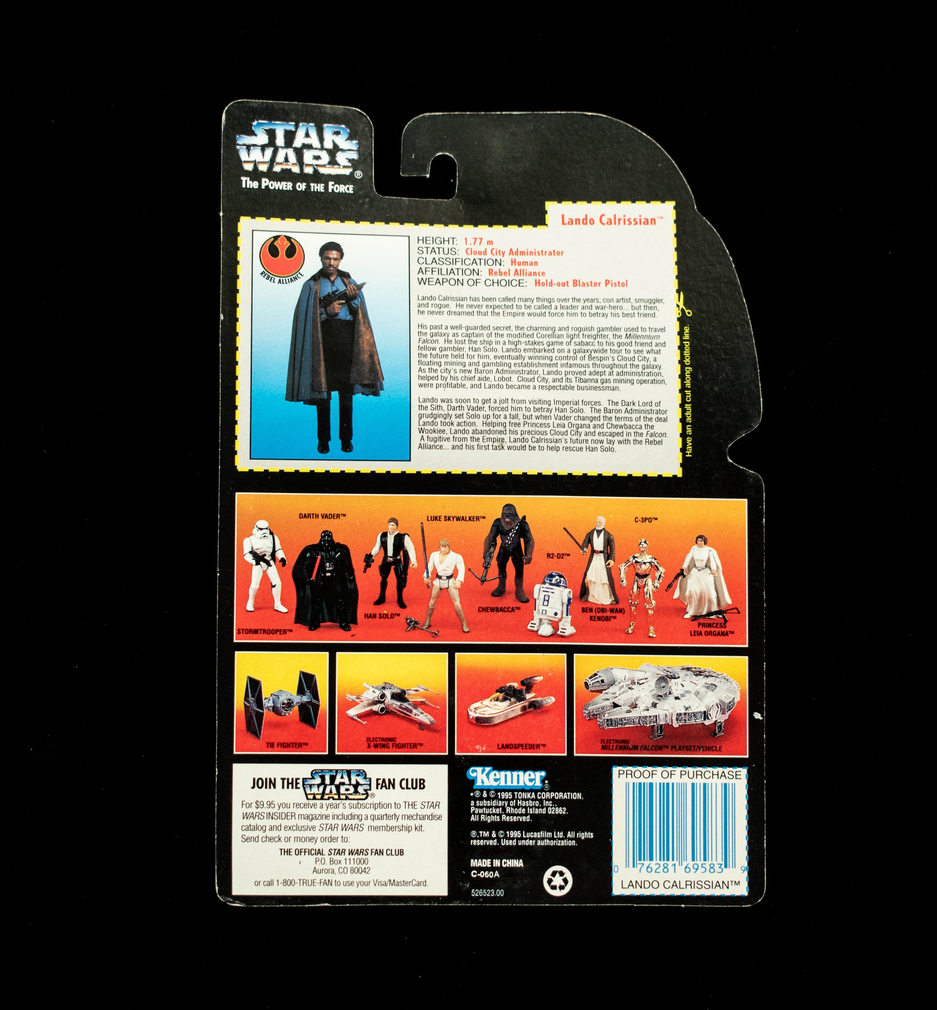 Star Wars Power Of the Force Orange Card Lando Kenner 1995