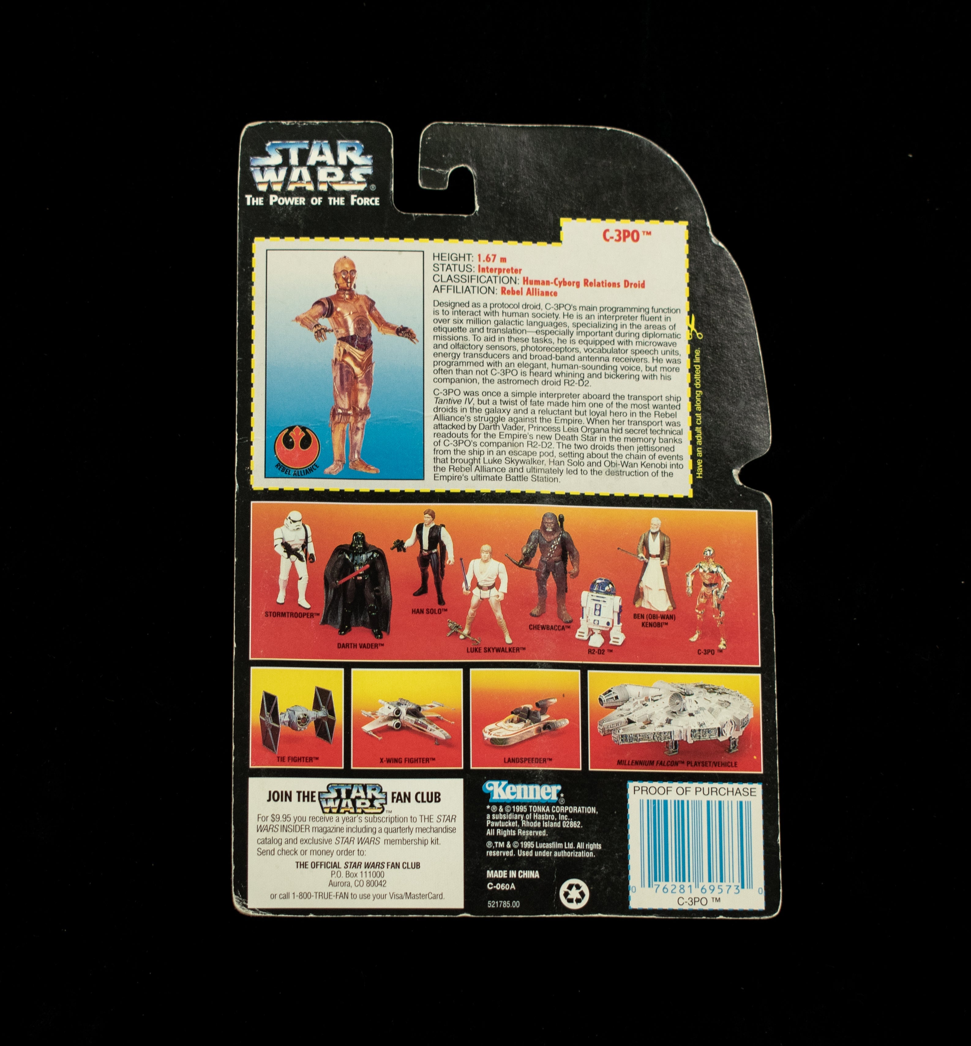 Star Wars Power of the force orange card 1995 C-3PO Kenner 1995