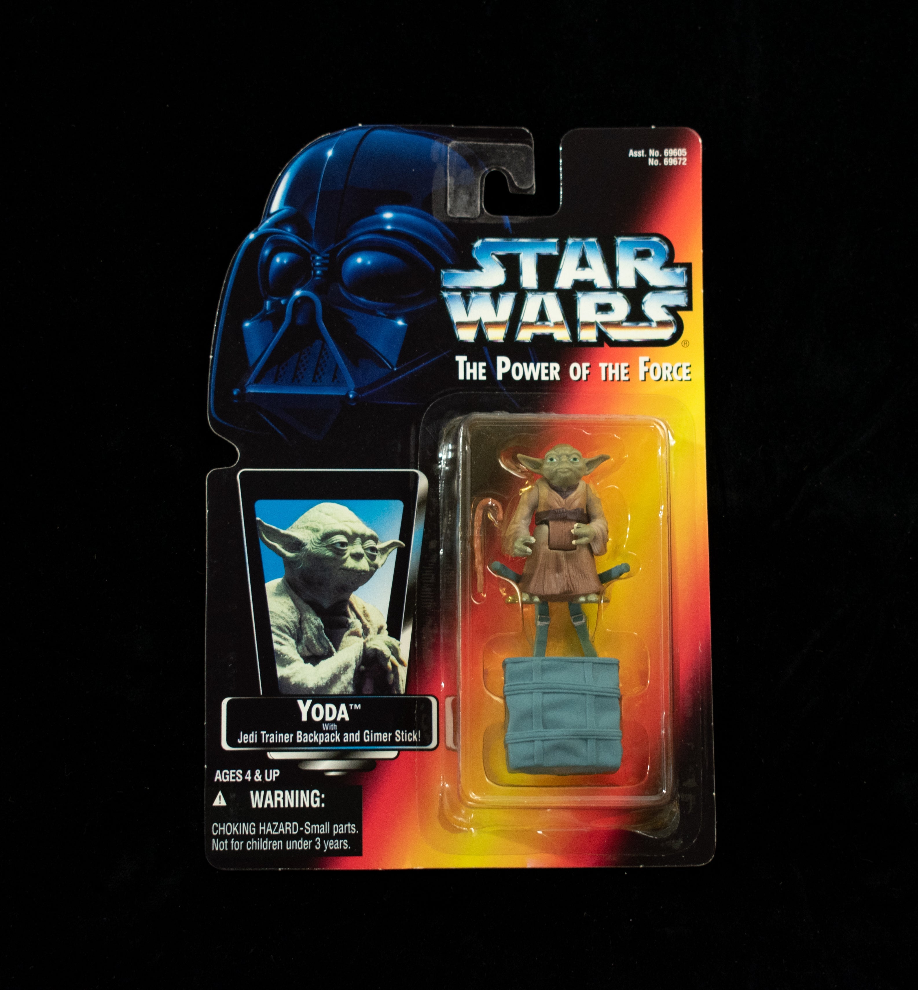 Yoda Jedi Trainer Back Pack Star Wars Power of the Force Kenner Orange Card