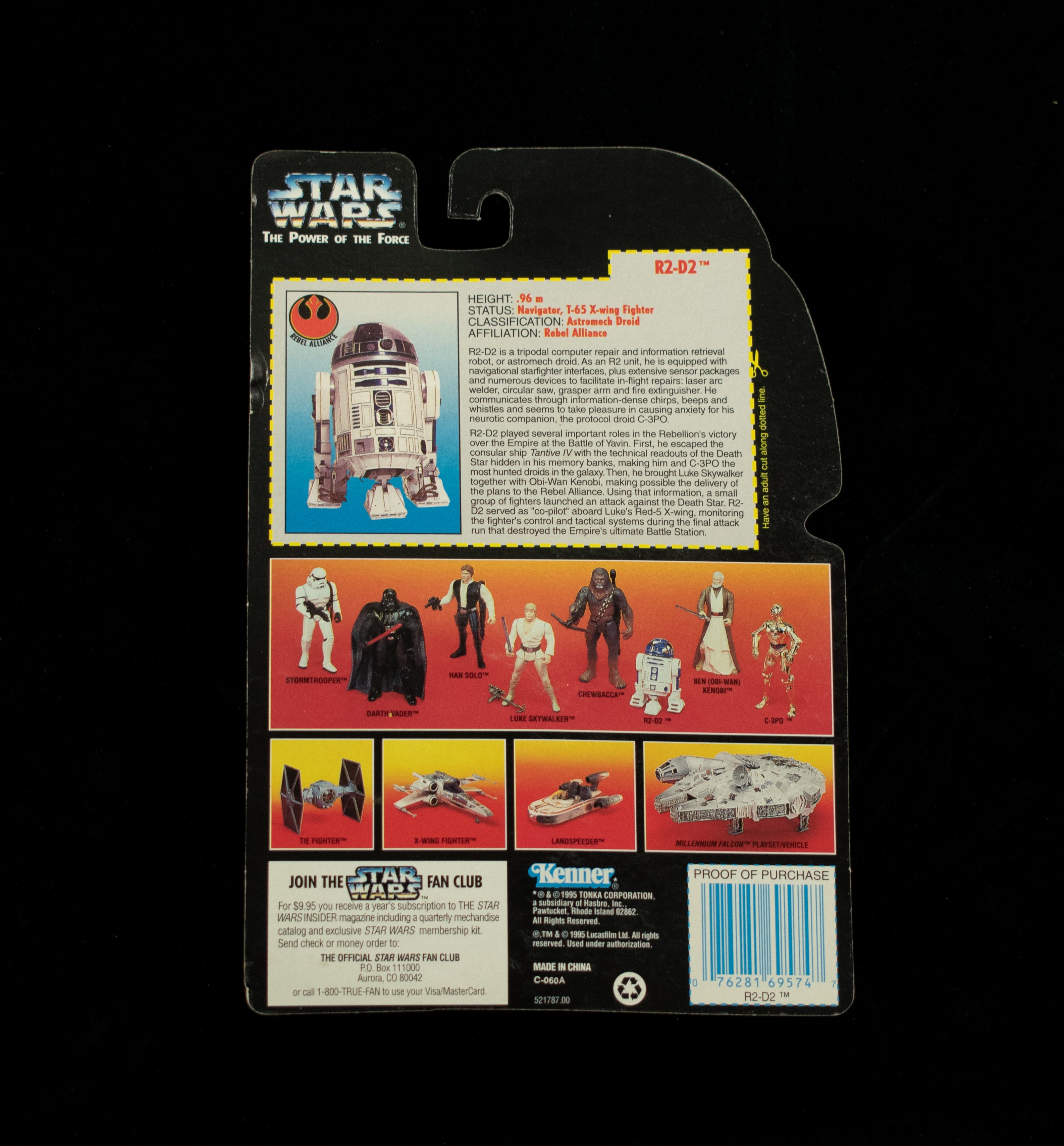 Star Wars Power Of the Force Orange Card R2-D2 Mint Kenner 1995