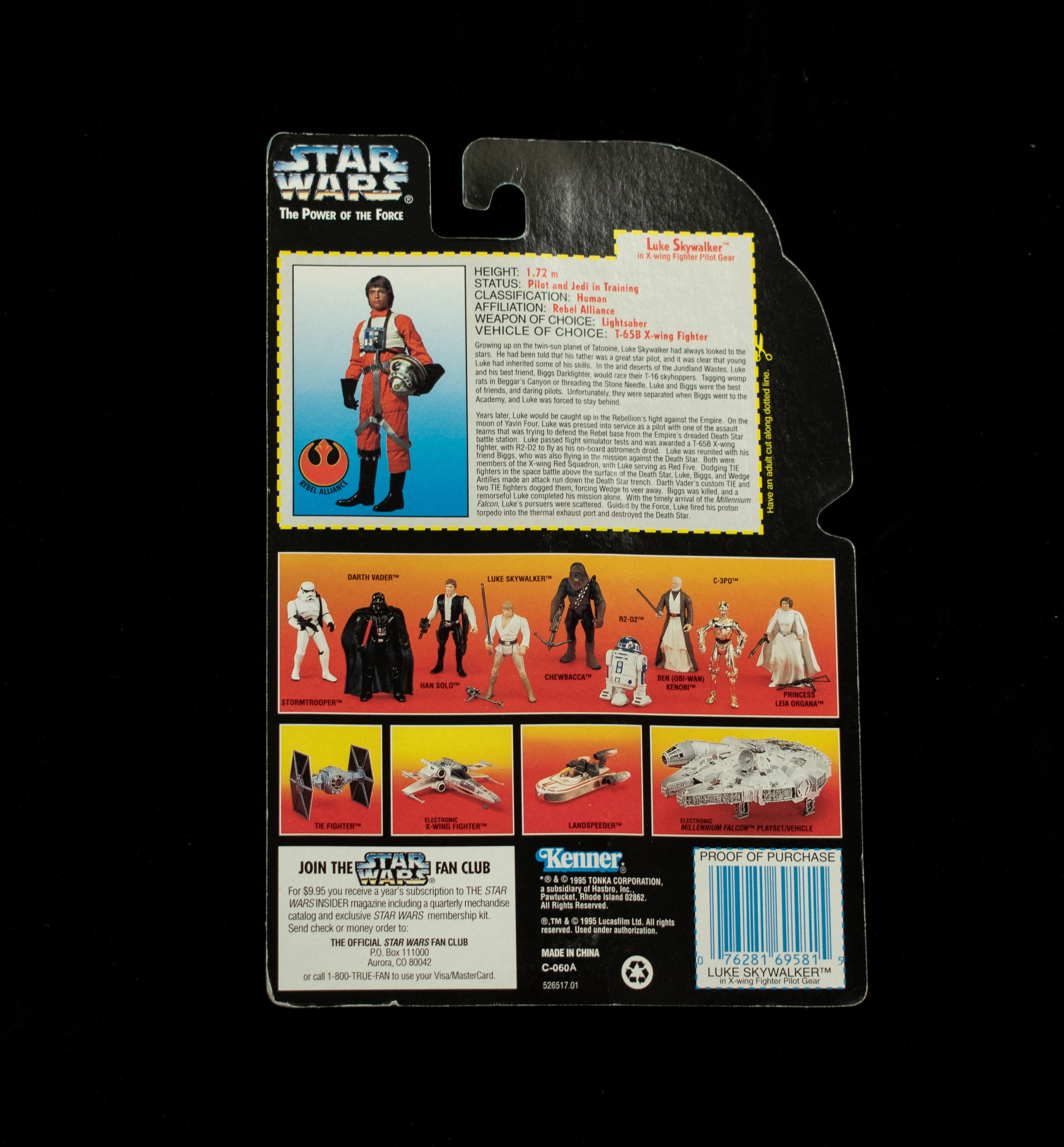 Star Wars Power of the Force Orange Card Luke Skywalker X-Wing Pilot