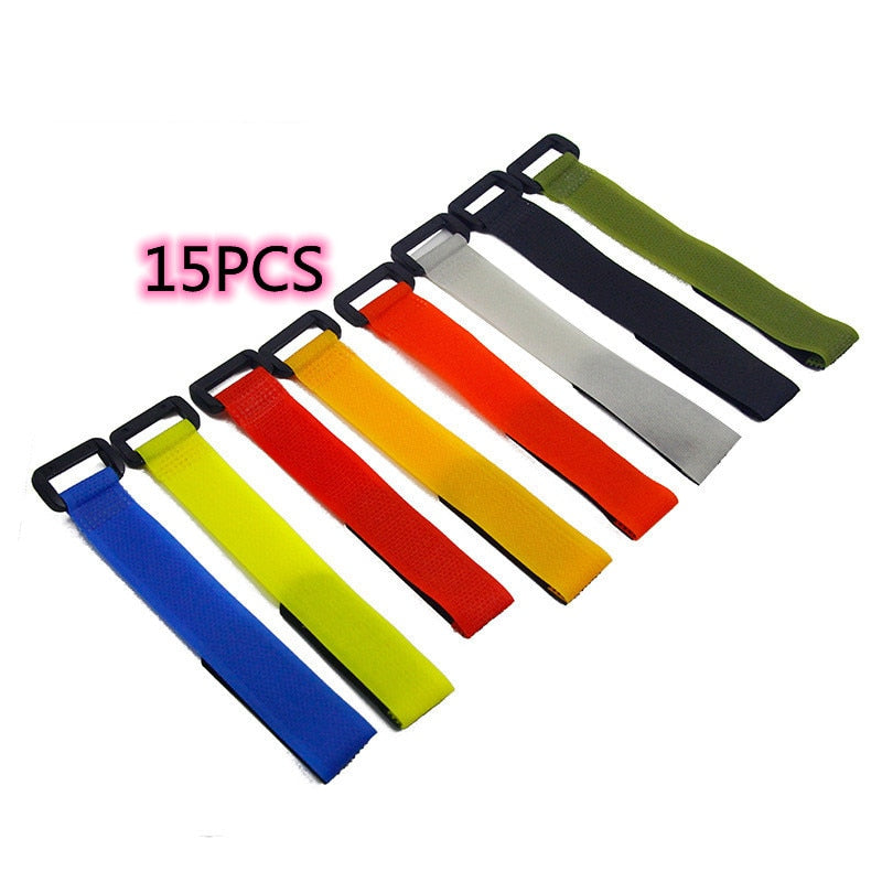 15pcs/lot Fishing Rod Tie Holders Straps Belts Suspenders Fastener Hook Loop Cable Cord Ties Belt Fishing Tools Accessories