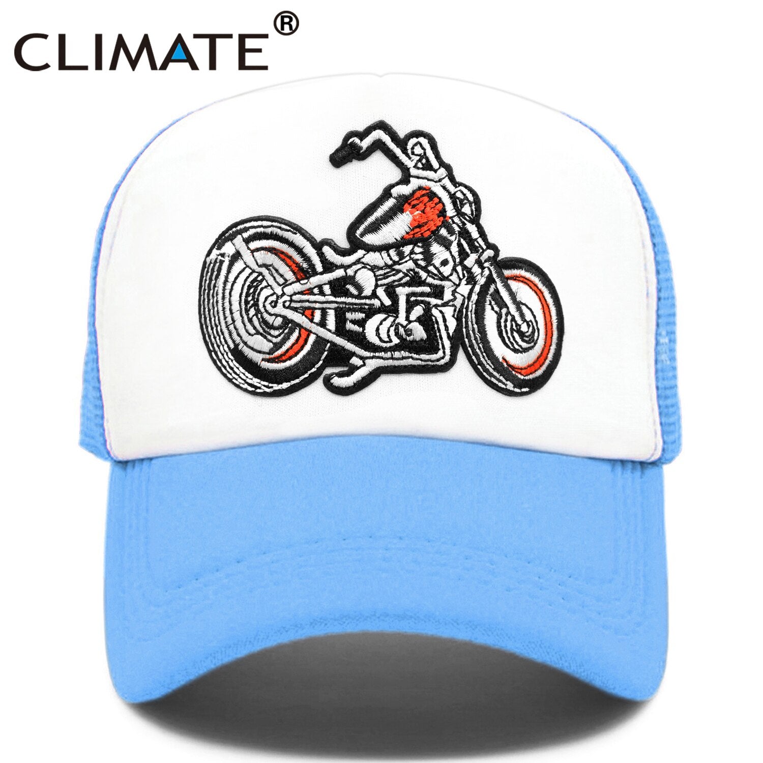 CLIMATE Motor Cap Cool Man Motorcycle Motorbike Trucker Cap Men Motor Fan Cap Hat Baseball Cap Cool Summer Mesh Hip Hop Cap