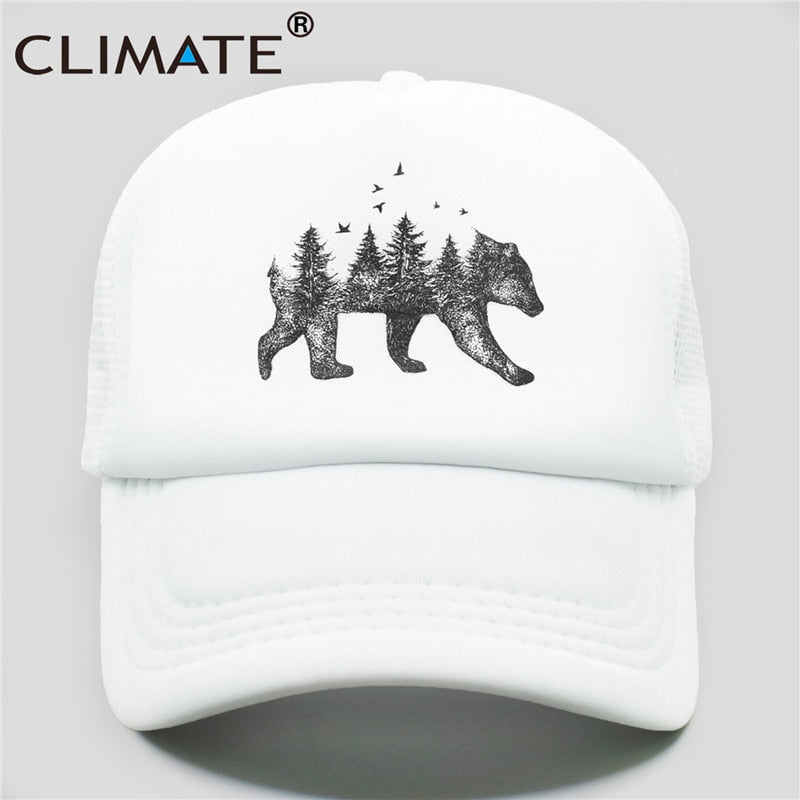 CLIMATE Forest Bear Trucker Cap Hunt Hunting Cap Hat Hip Hop Men Women Hat Baseball Cap Cool Summer Mesh Caps