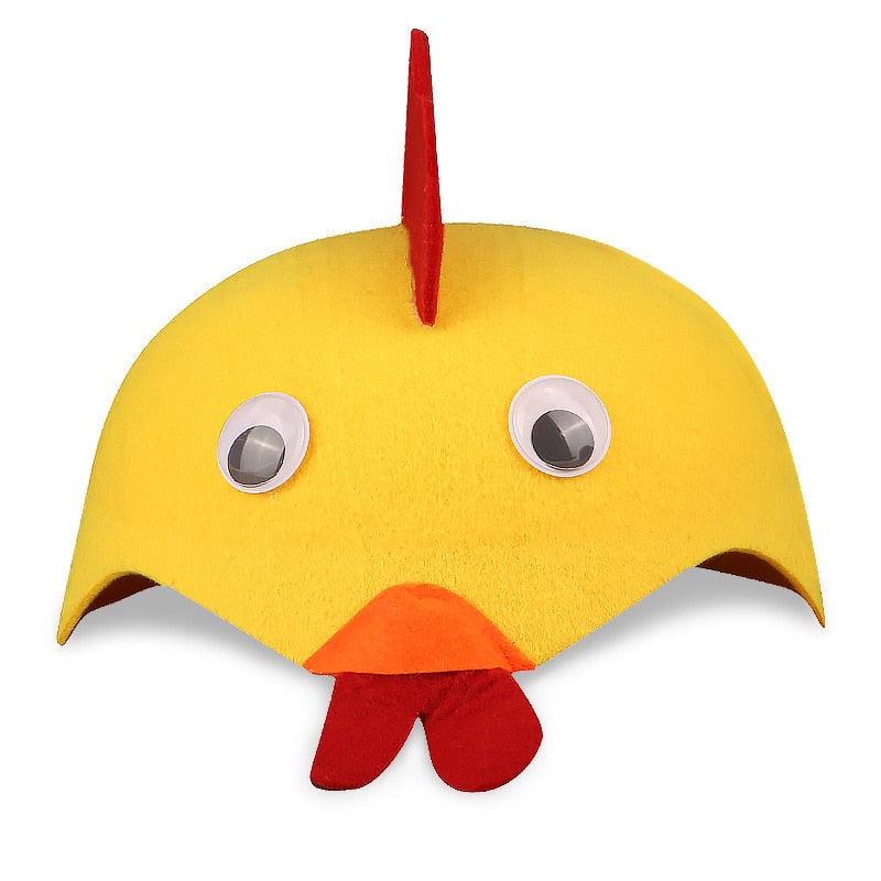 Kids Forest Animal Party Funny Hat Children's Day Gift Zoo Carnival Felt Hat Duck Adybug Cap Bird Rabbit Headdress Helmet