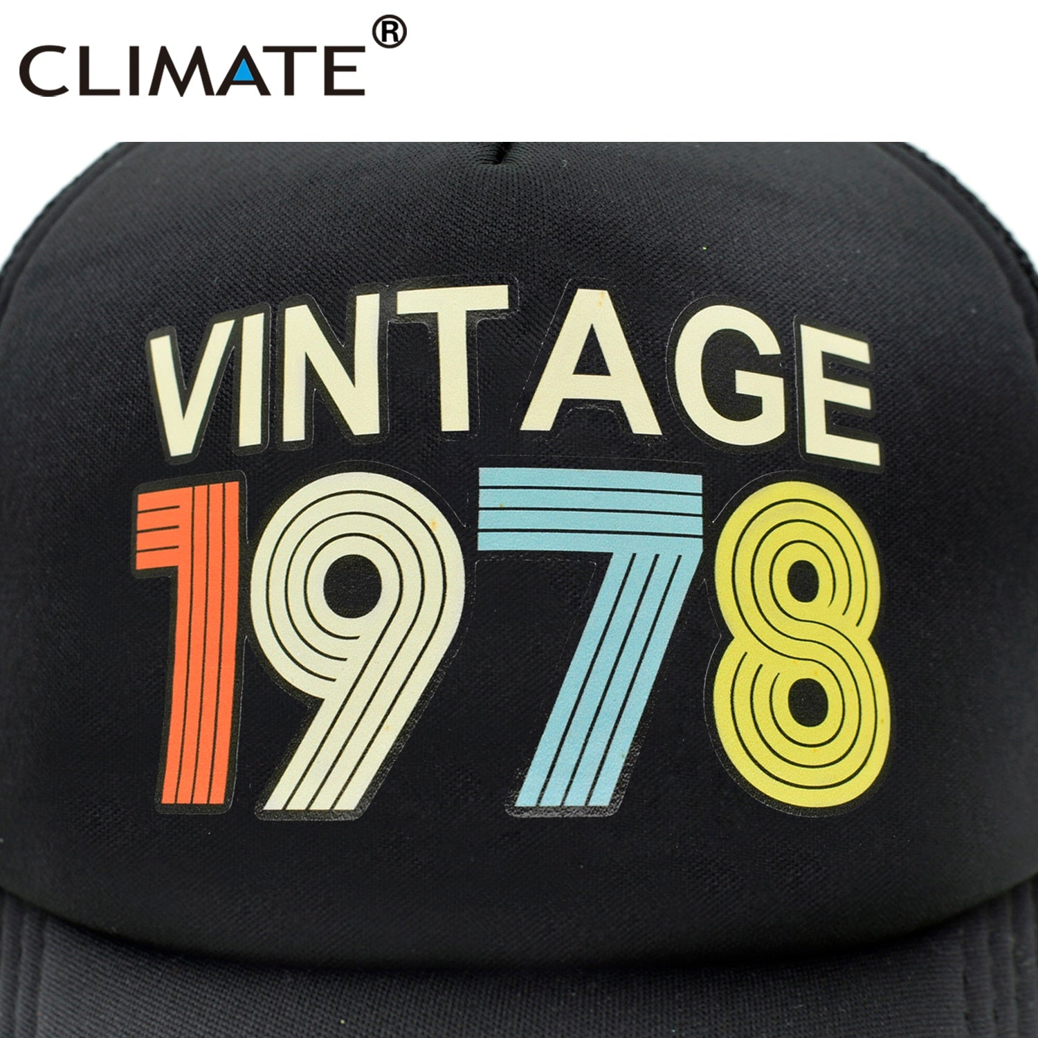 CLIMATE Vintage 1978 Cap 1978 Vintage Trucker Cap Men Retro 40th Birthday Gift Baseball Caps Black Cool Trucker Caps Hat for Men