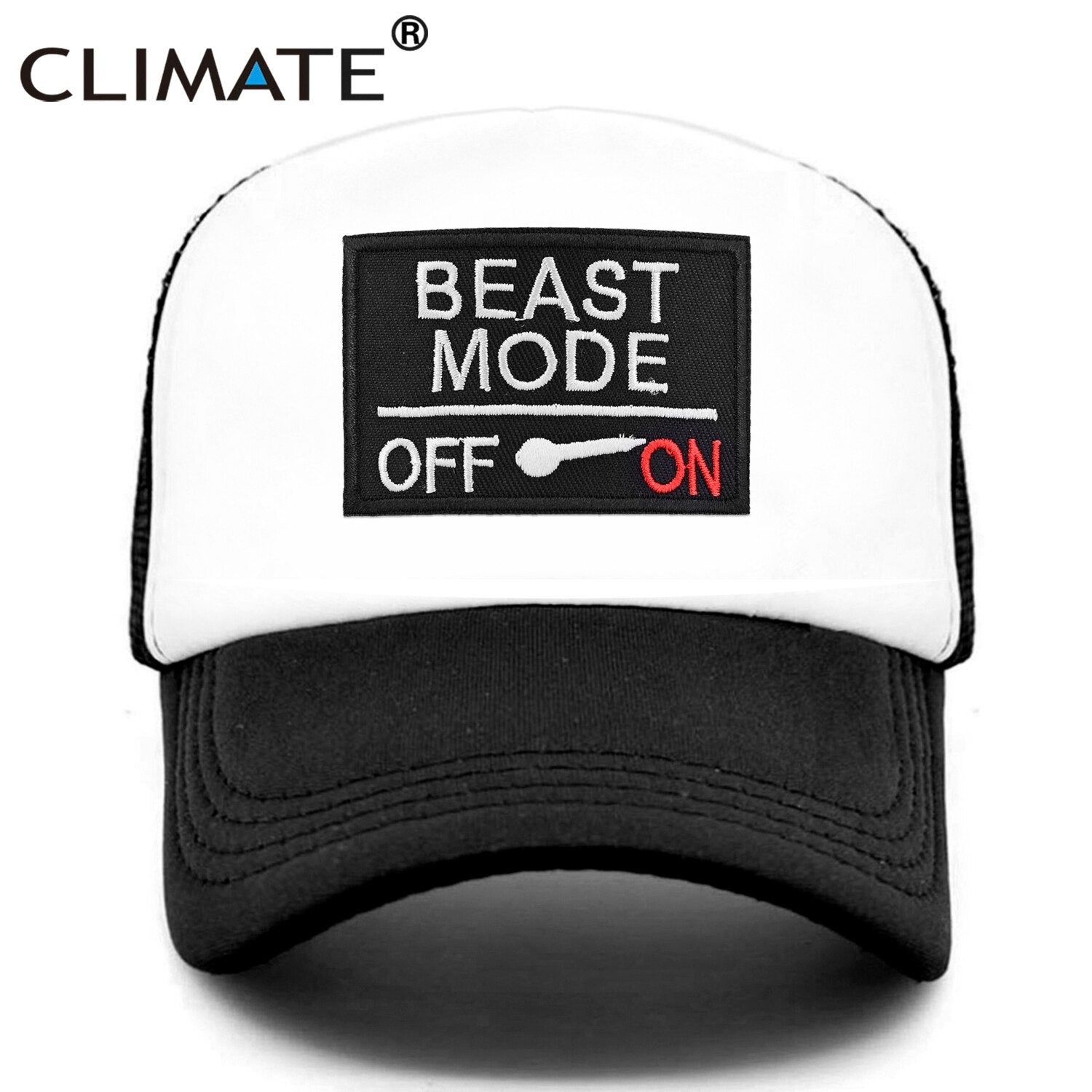 CLIMATE Beast Mode On Trucker Cap Cool Gym Beast Funny Camouflage Cap for Man Men Bodybuilding Summer Cool Baseball Mesh Caps