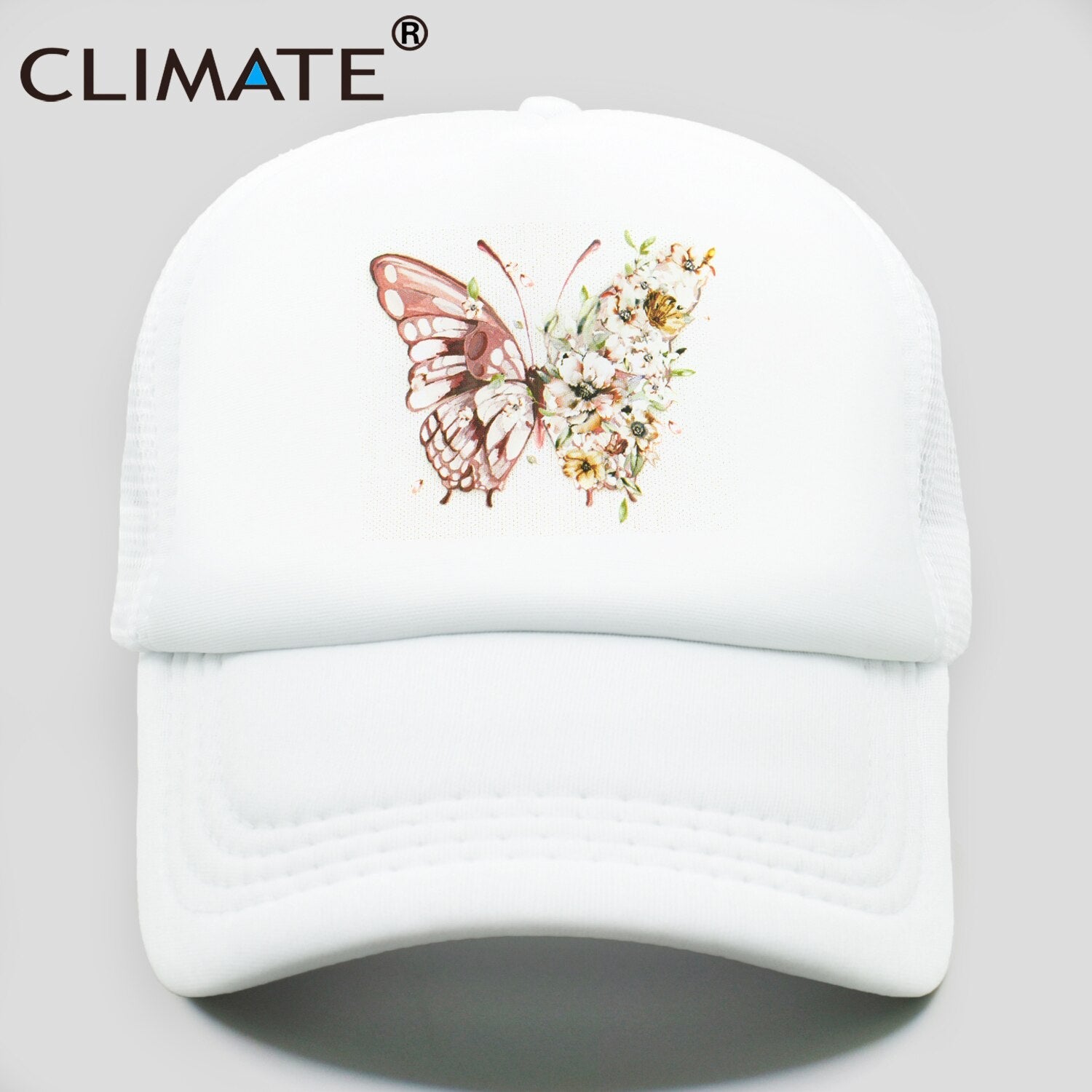 CLIMATE Women Butterfly flower Cap New Girls Flower Butterfly Hat Cap Hip Hop Baseball Trucker Mesh Cool Caps Hat for Women girl