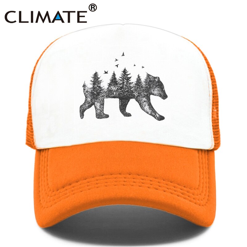 CLIMATE Forest Bear Trucker Cap Hunt Hunting Cap Hat Hip Hop Men Women Hat Baseball Cap Cool Summer Mesh Caps