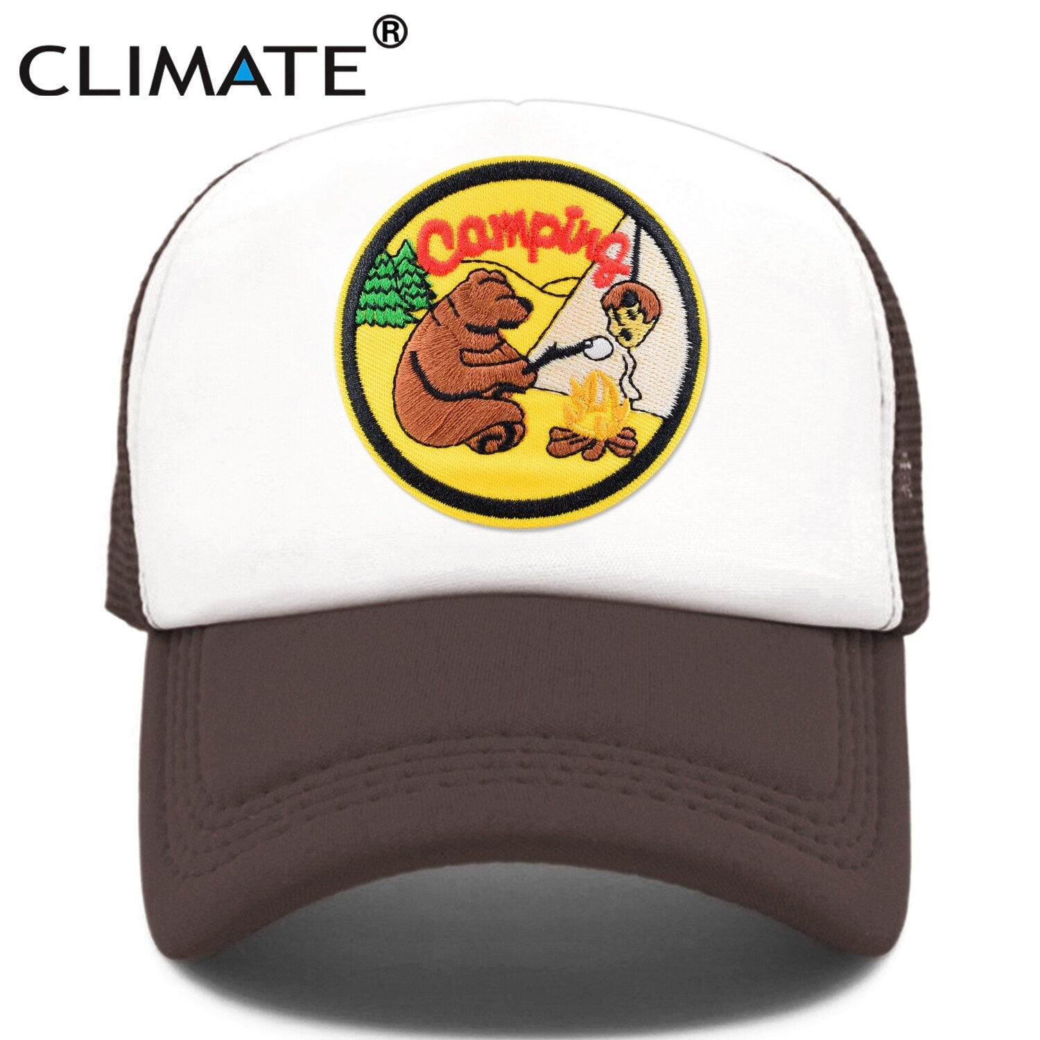 CLIMATE Funny Camping Cap New Happy Camp Camper Summer Trucker Cap Green Hiking