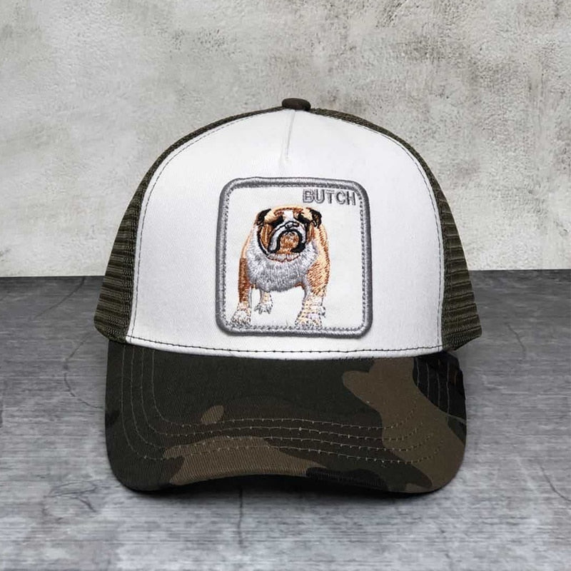 Exquisite Shar Pei Animal BOXER Embroidery Anime Cute Embroidery Baseball Cap Summer Mesh Men's Ms. Outdoor Sunshade hats