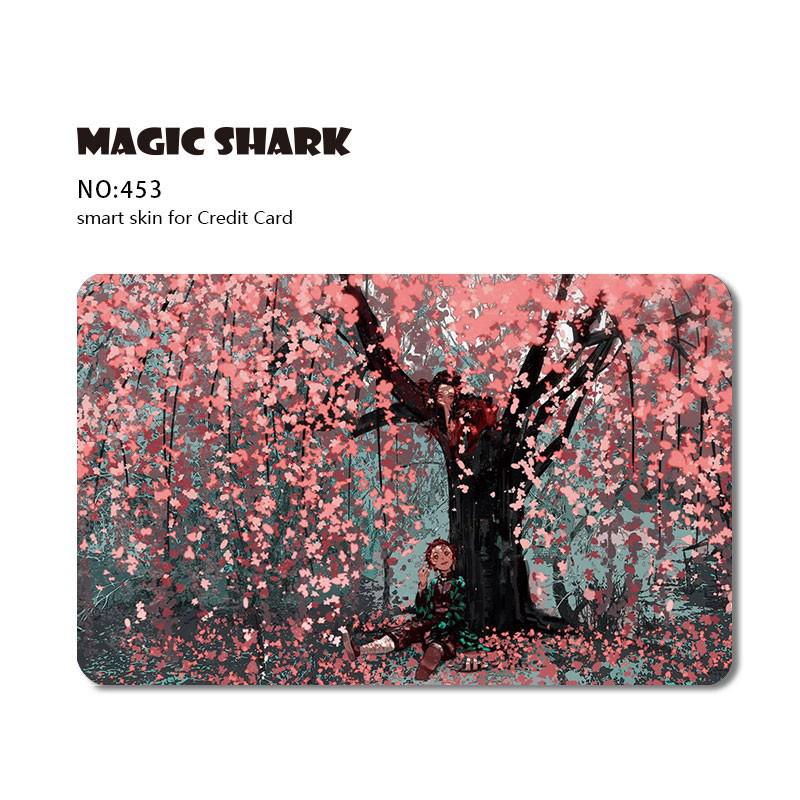 Magic Shark Leaf Warrior Pig Anime Cartoon Flower Matte Film Sticker Skin Film Cover for Big Small No Chip Credit Debit Card