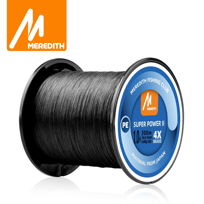 MEREDITH SUPER POWER II Multicolour 100M 300M 500M 4 Strands Braided PE Fishing Line Multifilament Smooth Fishing Line 15-80LB