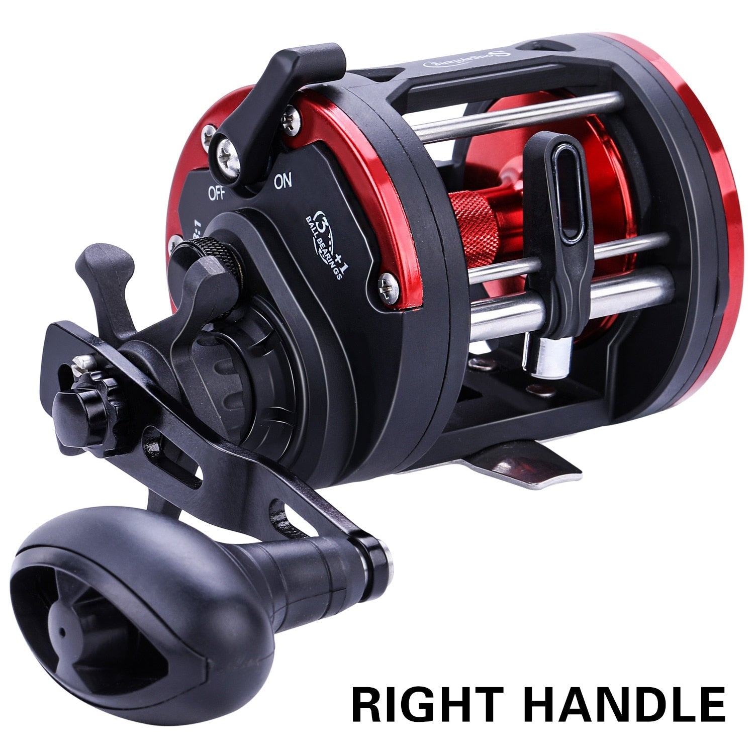 Sougayilang Saltwater Fishing Reels 3+1bb Casting Sea Fishing Reel Gear Ratio 3.8:1 Trolling Reel Round Baitcasting Reel