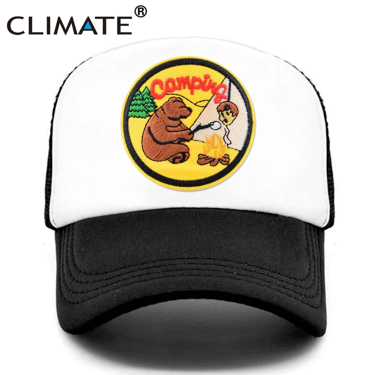 CLIMATE Funny Camping Cap New Happy Camp Camper Summer Trucker Cap Green Hiking