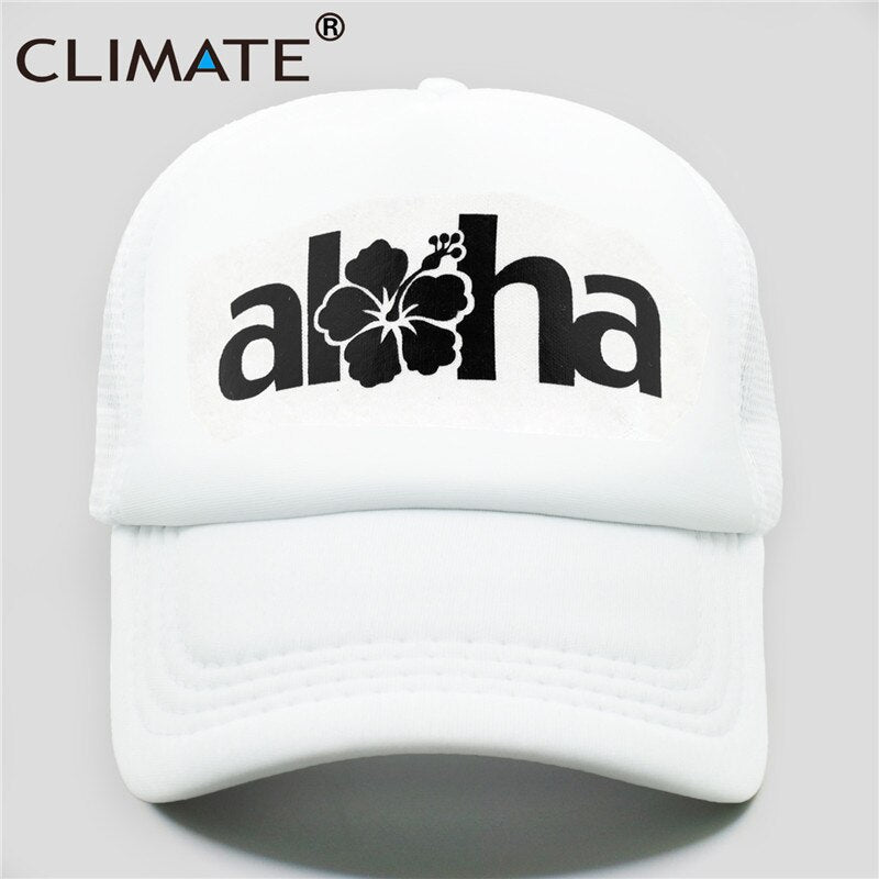 CLIMATE Women Men Aloha Cap New Seaside Aloha Flower Hat Cap Beach Hip Hop Baseball Trucker Mesh Cool Caps Hat For Man Women