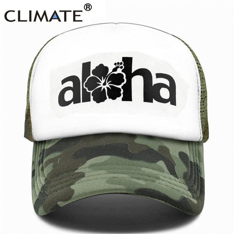 CLIMATE Women Men Aloha Cap New Seaside Aloha Flower Hat Cap Beach Hip Hop Baseball Trucker Mesh Cool Caps Hat For Man Women