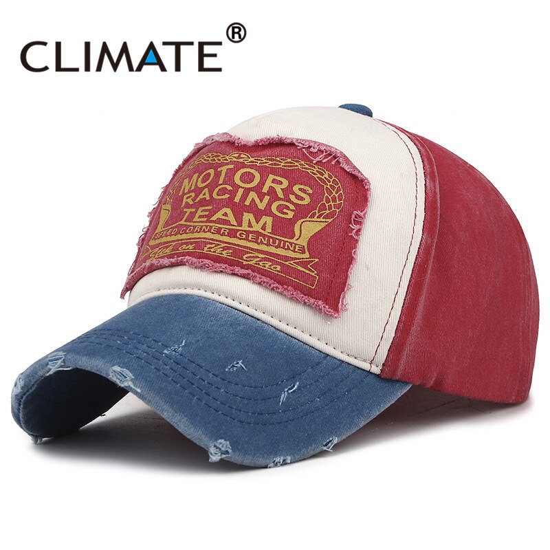 CLIMATE Cool Motor Baseball Cap Caps Motor Fan Men Cool Contrast Color Fashion Cap Cotton Jeans Hat Caps for Adult Men