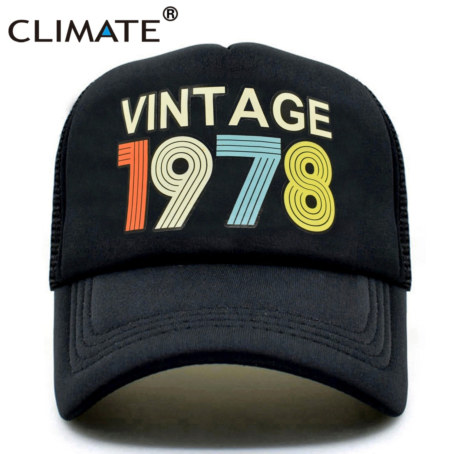 CLIMATE Vintage 1978 Cap 1978 Vintage Trucker Cap Men Retro 40th Birthday Gift Baseball Caps Black Cool Trucker Caps Hat for Men