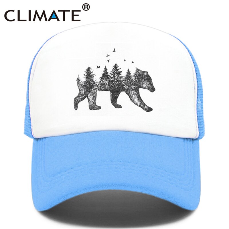 CLIMATE Forest Bear Trucker Cap Hunt Hunting Cap Hat Hip Hop Men Women Hat Baseball Cap Cool Summer Mesh Caps